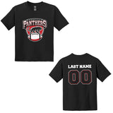 Roseville MS Panthers Football - Personalized Gildan Youth Blended T-shirt Roseville FRONT LOGO + NAME NUMBER