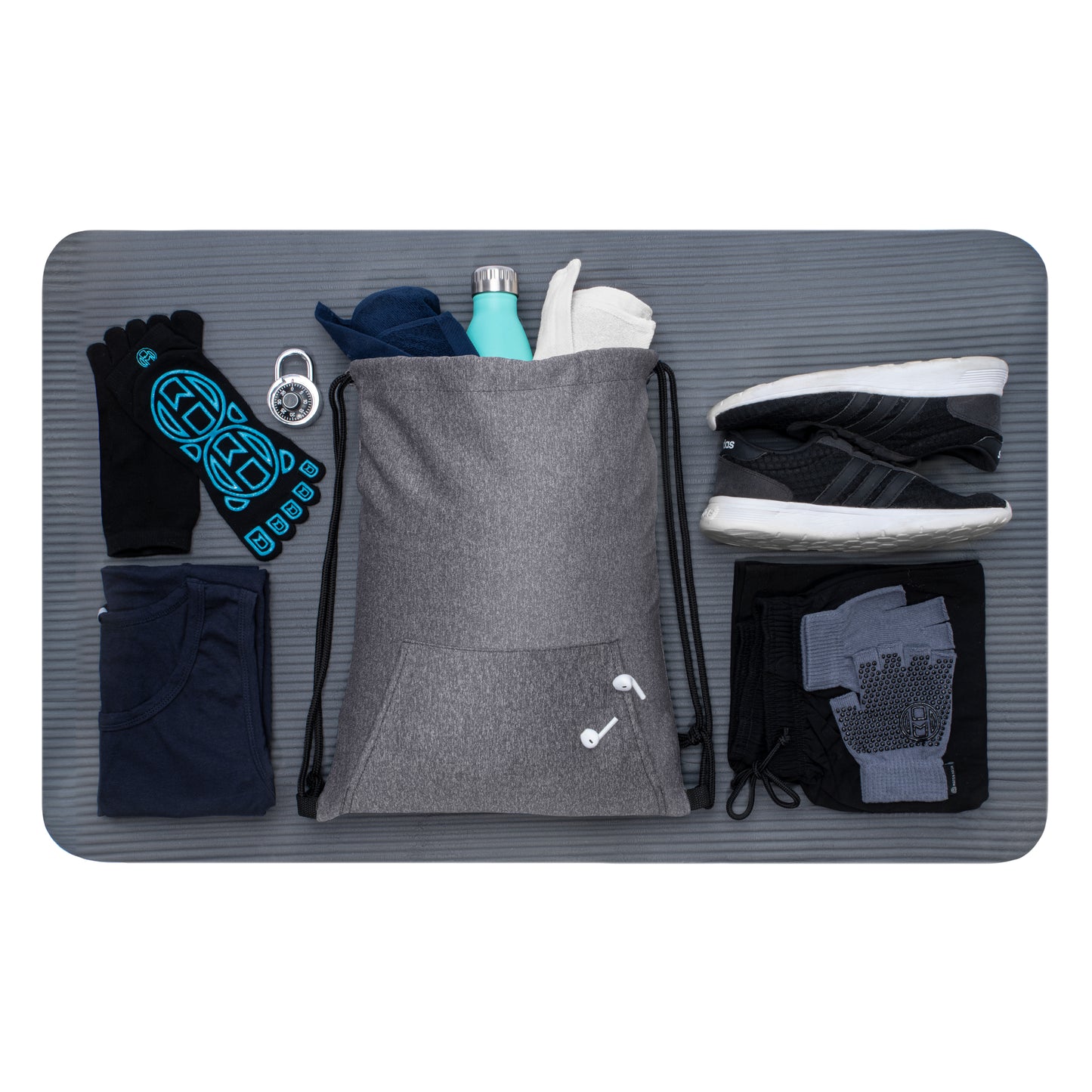 Custom Mélange Drawstring Gym Bag With Quick-Access Pocket