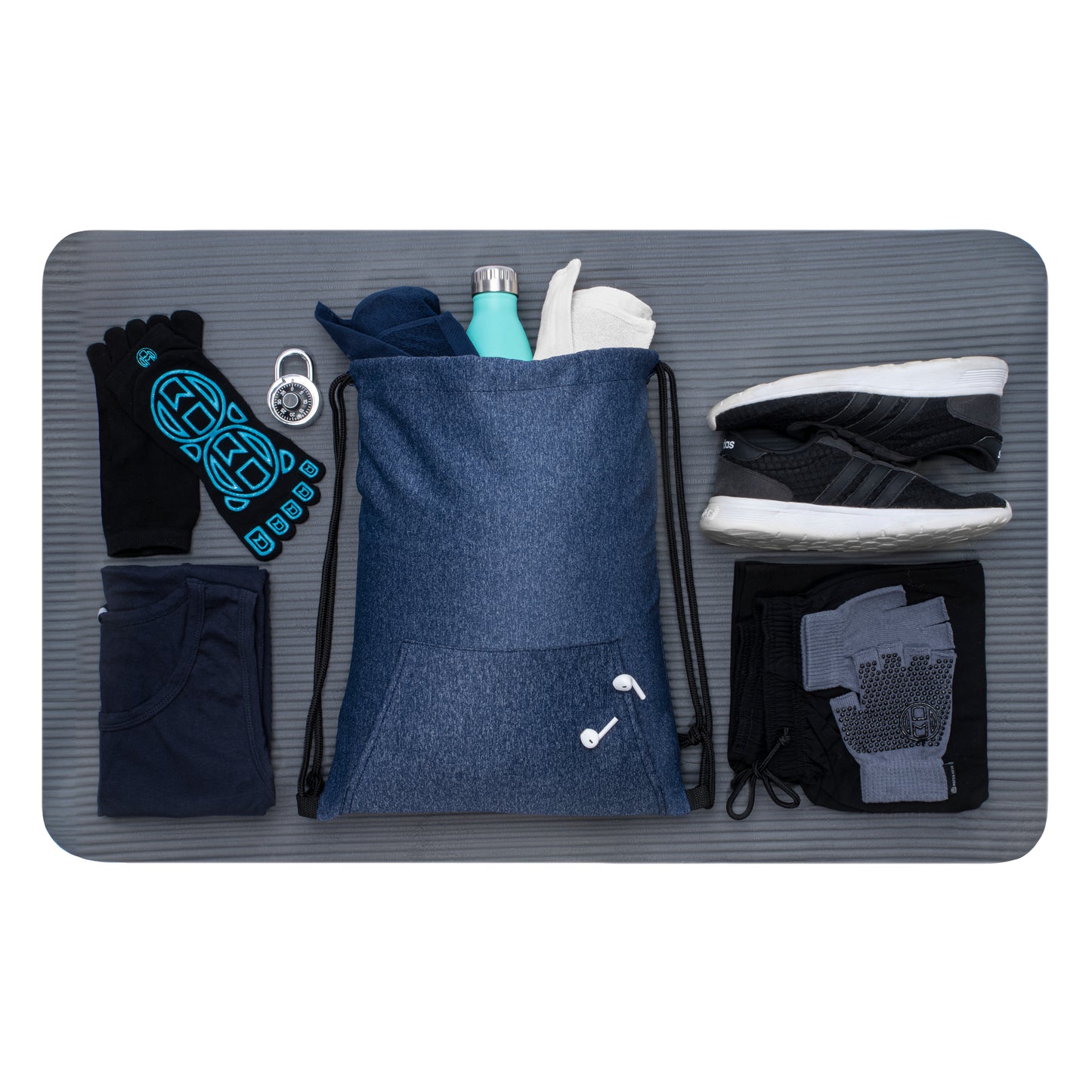 Custom Mélange Drawstring Gym Bag With Quick-Access Pocket