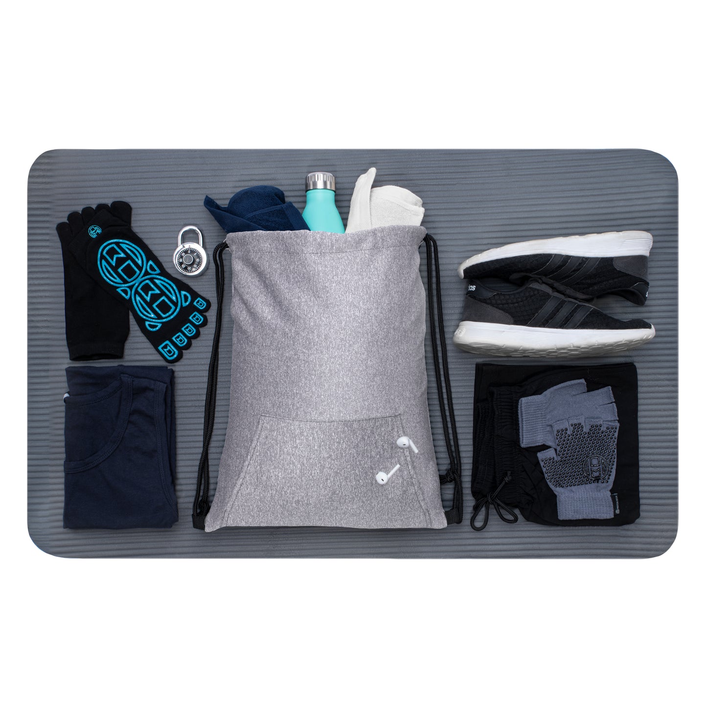 Custom Mélange Drawstring Gym Bag With Quick-Access Pocket