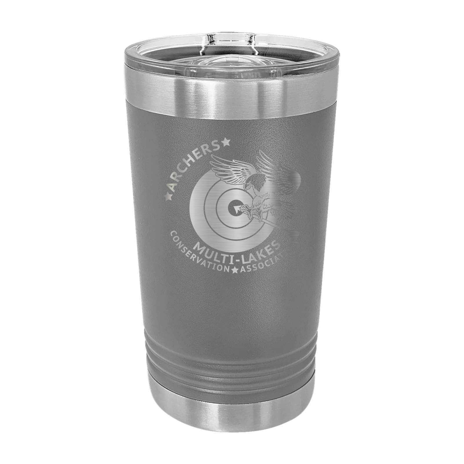 Multi-Lakes Laser Engraved 16oz Pint with Sliding Lid