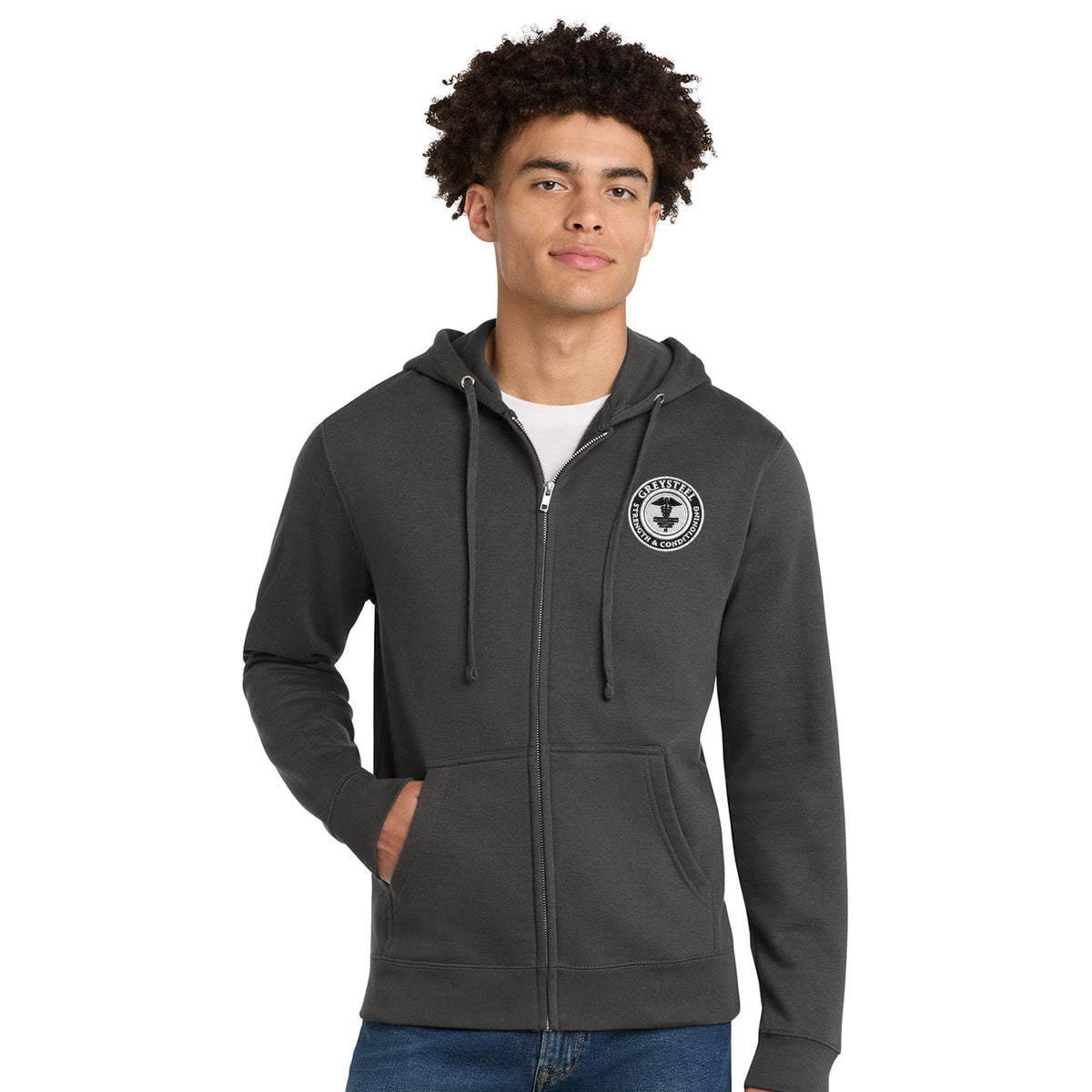 Greysteel - Logo Unisex District VIT Fleece Zip Hoodie