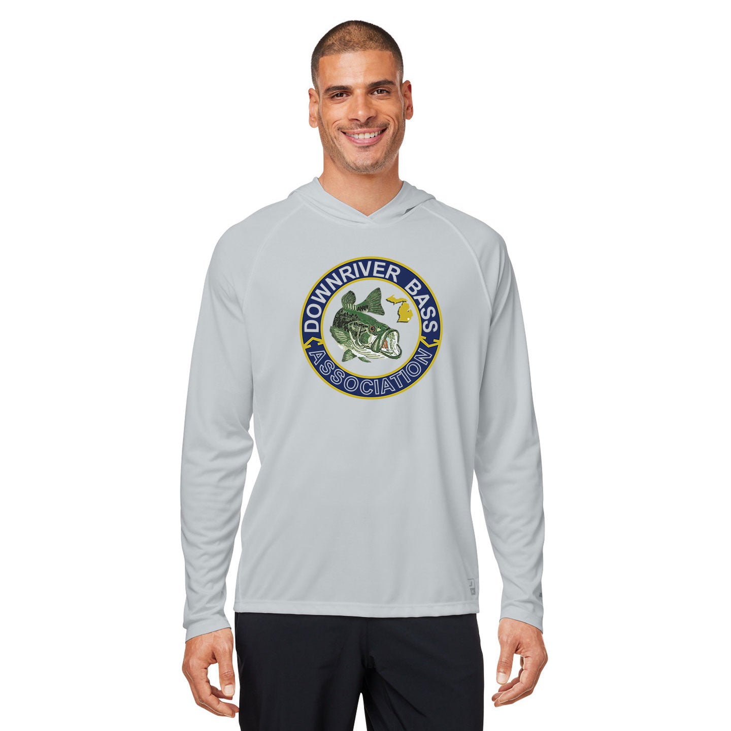 Downriver Bass - Huk Men's Lopro Hooded Long-Sleeve T-Shirt