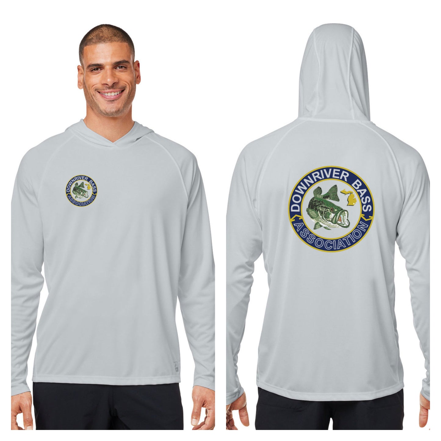 Downriver Bass - Huk Men's Lopro Hooded Long-Sleeve T-Shirt