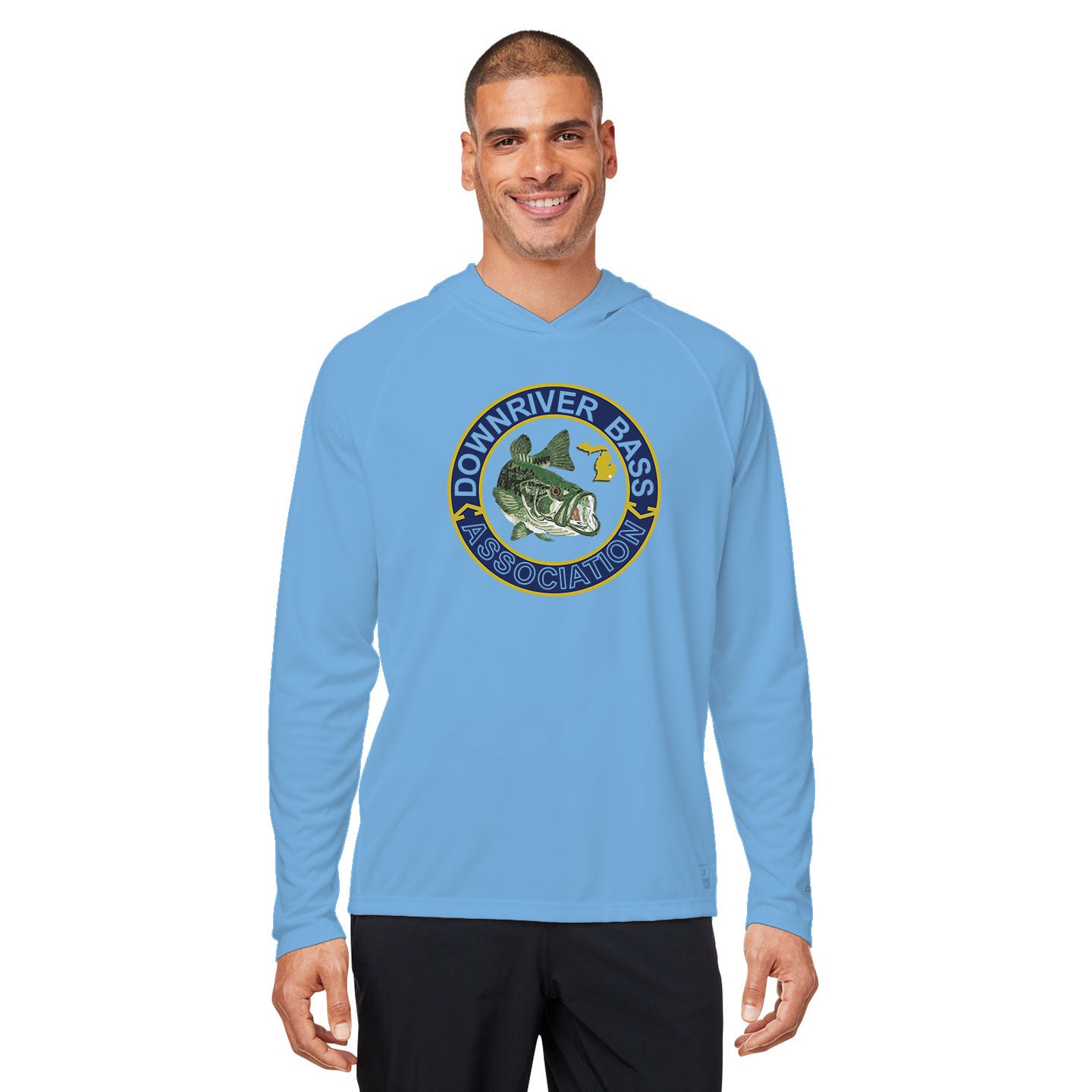 Downriver Bass - Huk Men's Lopro Hooded Long-Sleeve T-Shirt