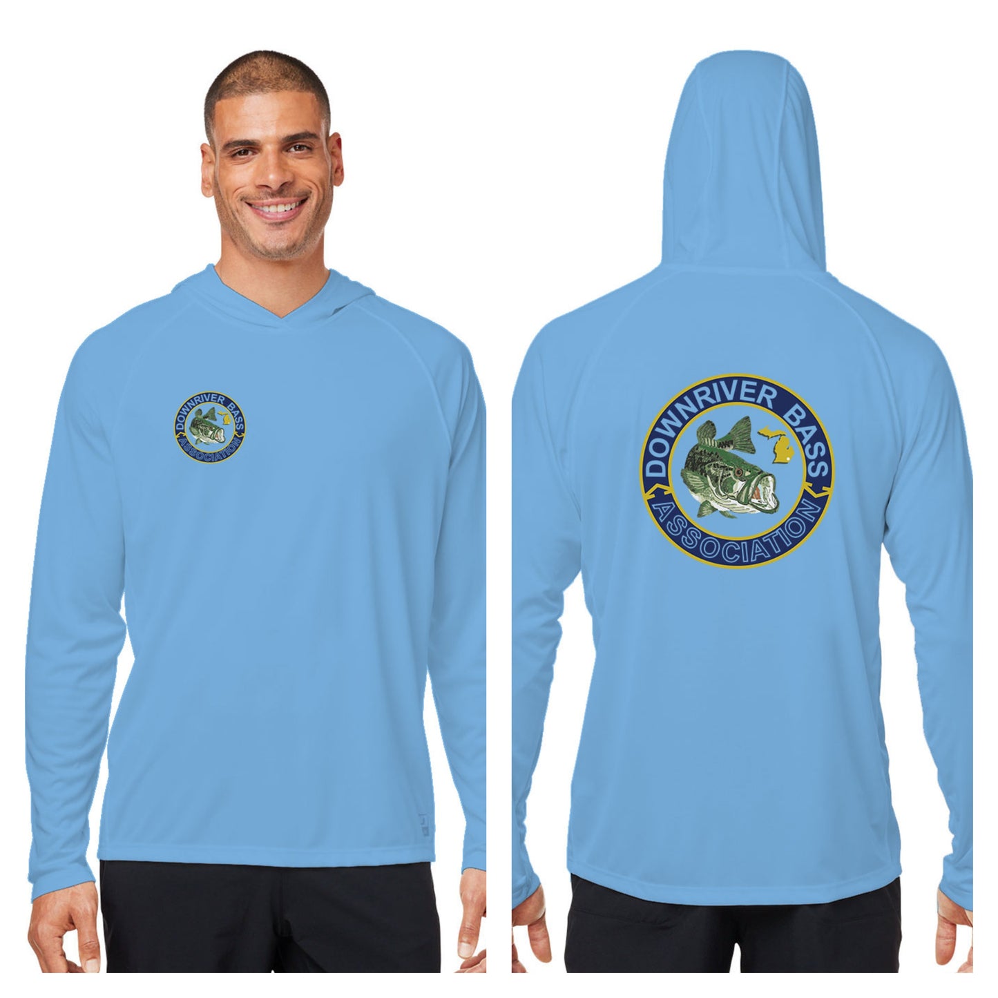Downriver Bass - Huk Men's Lopro Hooded Long-Sleeve T-Shirt