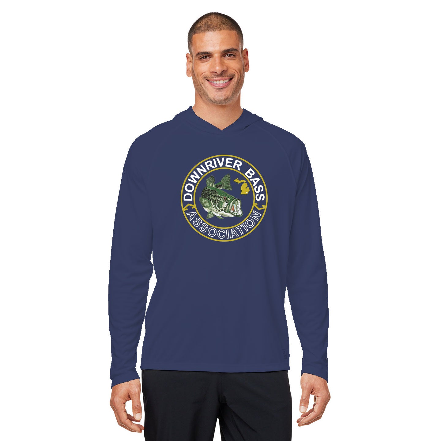 Downriver Bass - Huk Men's Lopro Hooded Long-Sleeve T-Shirt