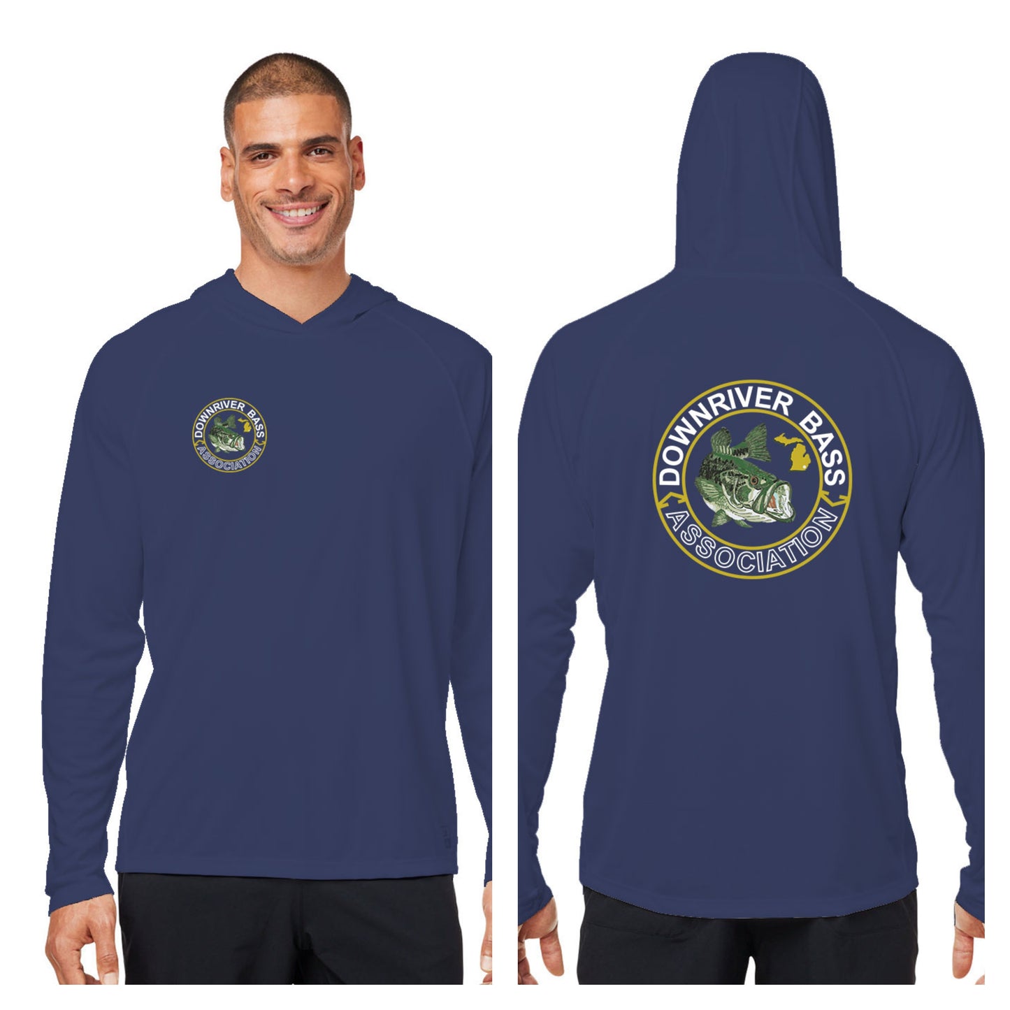 Downriver Bass - Huk Men's Lopro Hooded Long-Sleeve T-Shirt