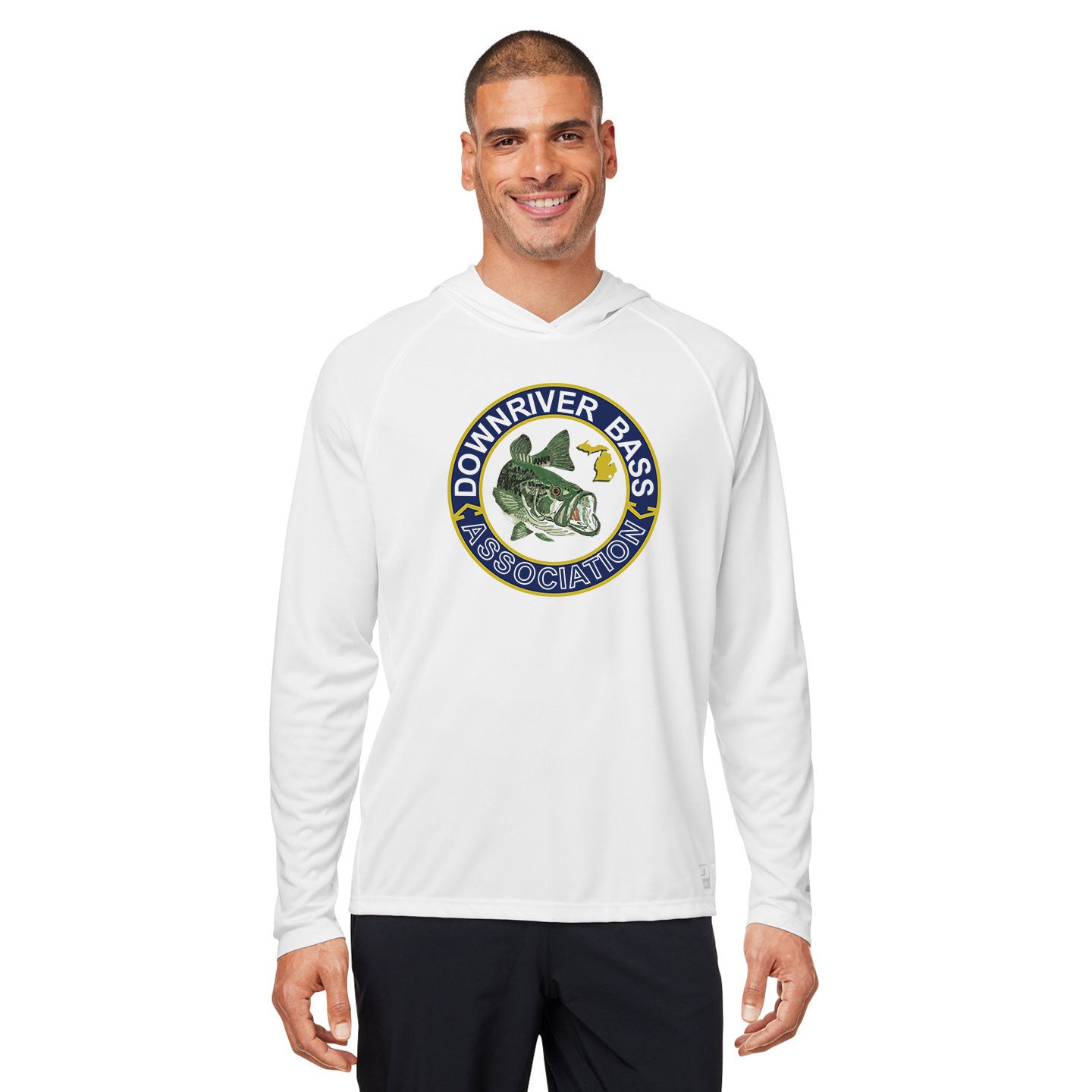 Downriver Bass - Huk Men's Lopro Hooded Long-Sleeve T-Shirt