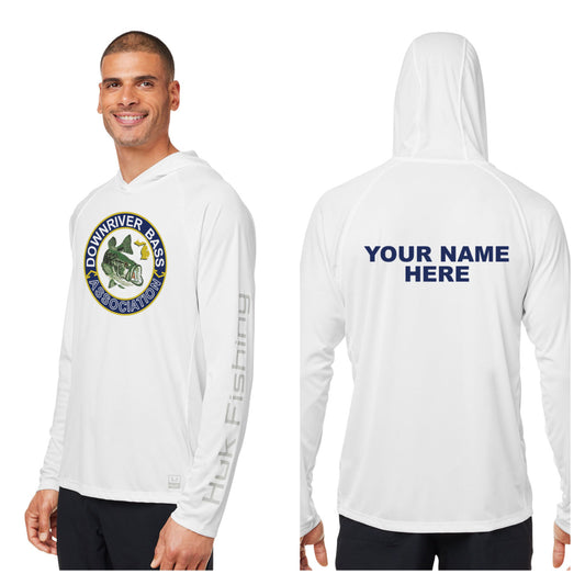 Downriver Bass - Personalized Huk Men's Lopro Hooded Long-Sleeve T-Shirt