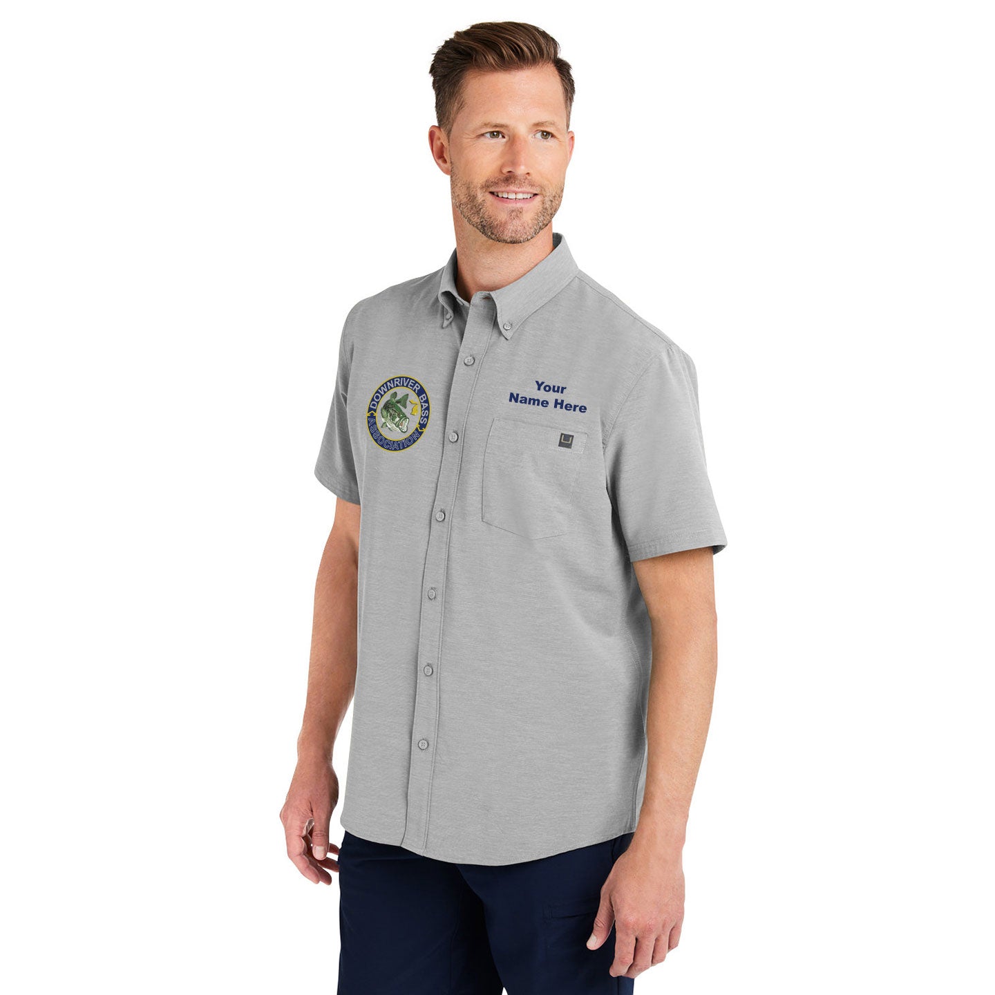 Downriver Bass - Personalized Huk Men's Kona Solid Short-Sleeve Shirt
