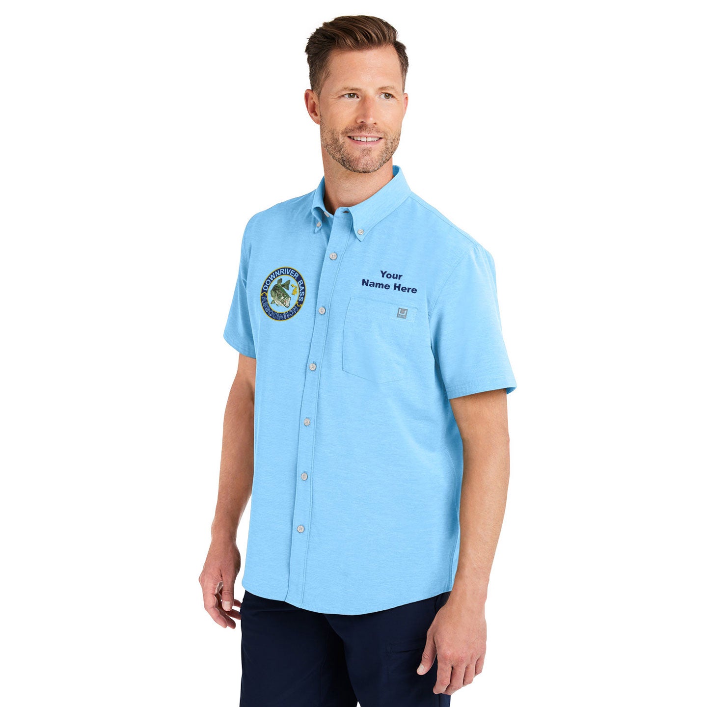 Downriver Bass - Personalized Huk Men's Kona Solid Short-Sleeve Shirt