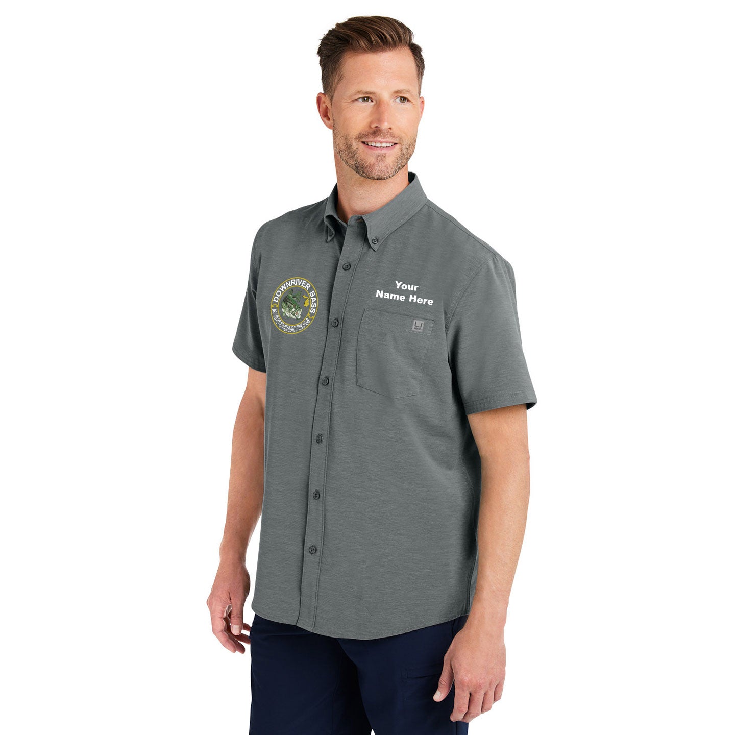 Downriver Bass - Personalized Huk Men's Kona Solid Short-Sleeve Shirt