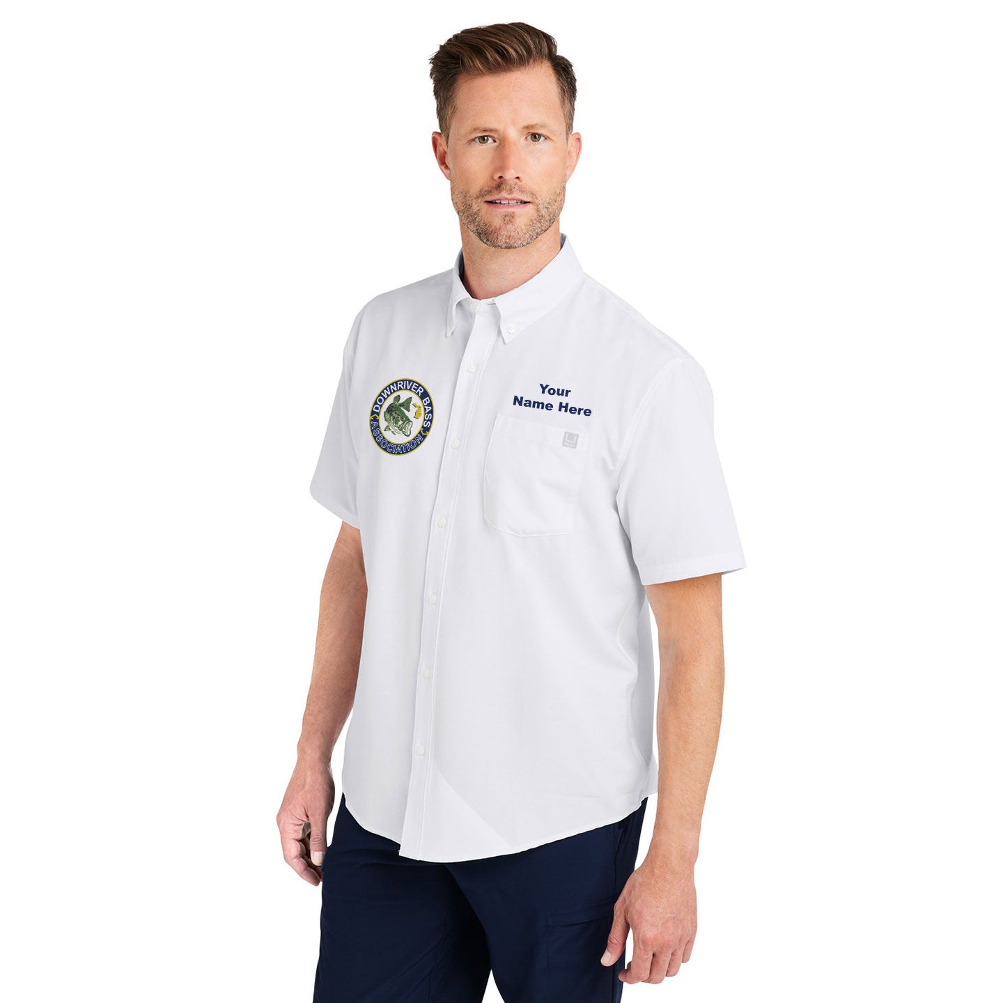 Downriver Bass - Personalized Huk Men's Kona Solid Short-Sleeve Shirt