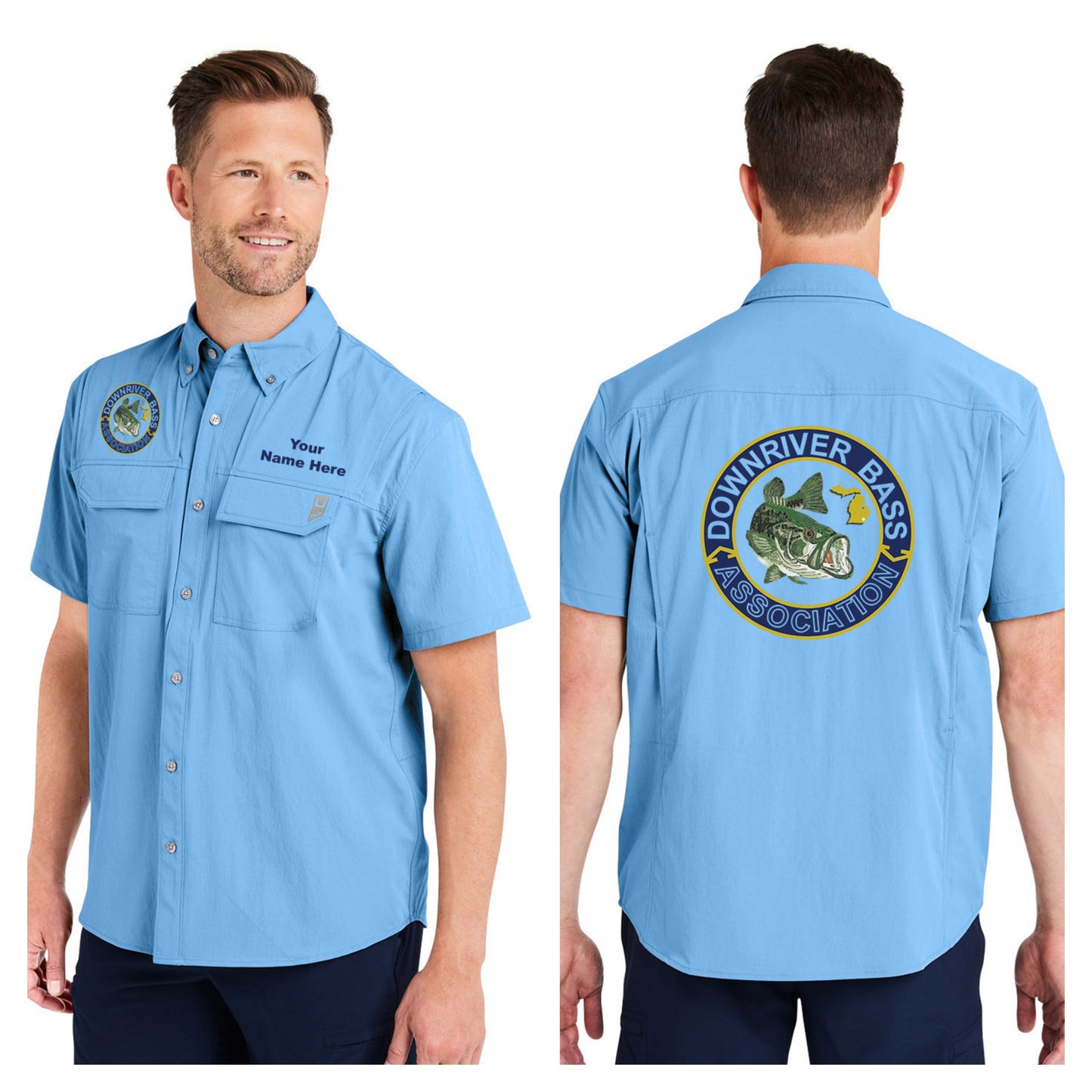 Downriver Bass - Personalized Huk Men's Creekbed Short-Sleeve Shirt