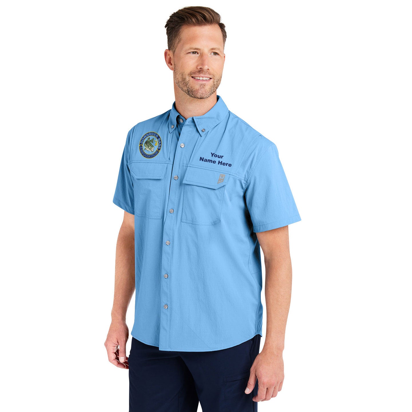 Downriver Bass - Personalized Huk Men's Creekbed Short-Sleeve Shirt