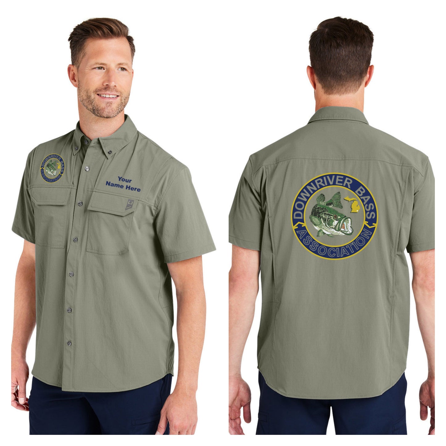 Downriver Bass - Personalized Huk Men's Creekbed Short-Sleeve Shirt