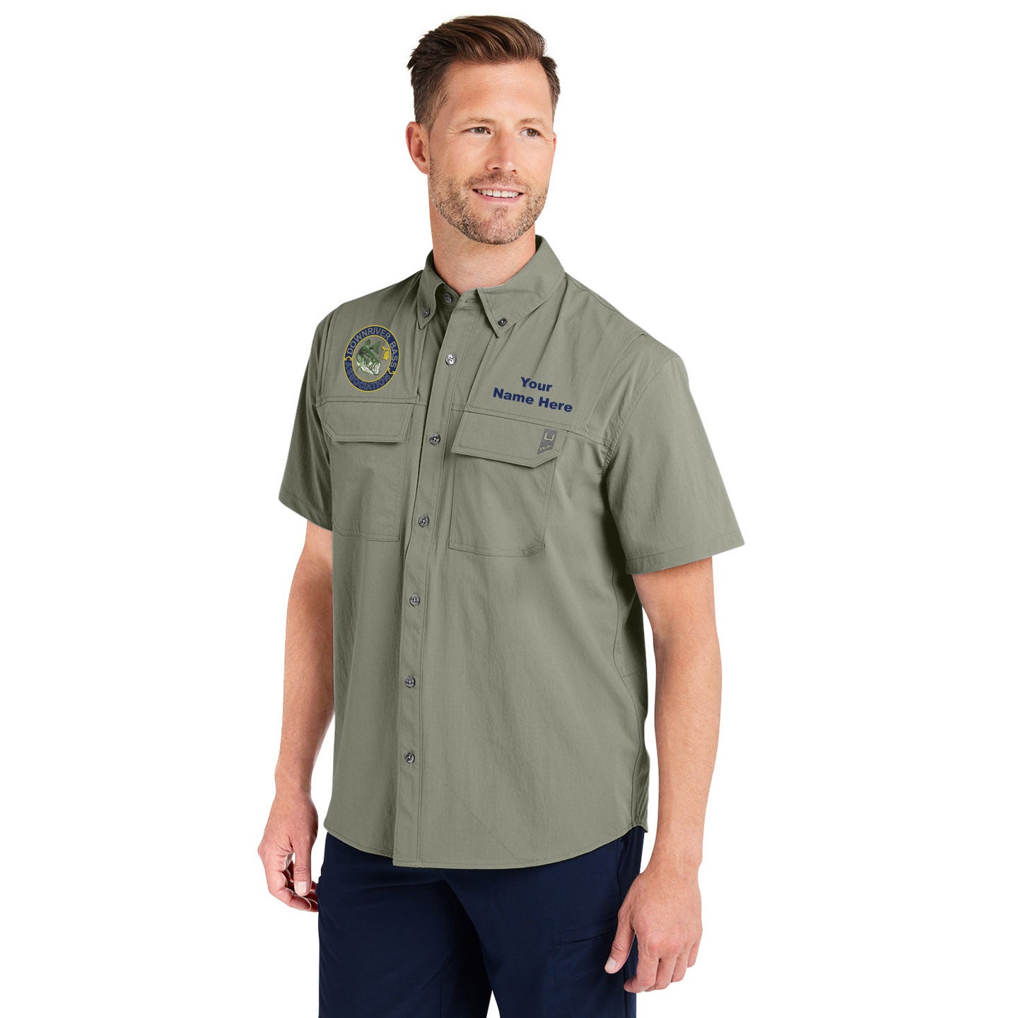 Downriver Bass - Personalized Huk Men's Creekbed Short-Sleeve Shirt
