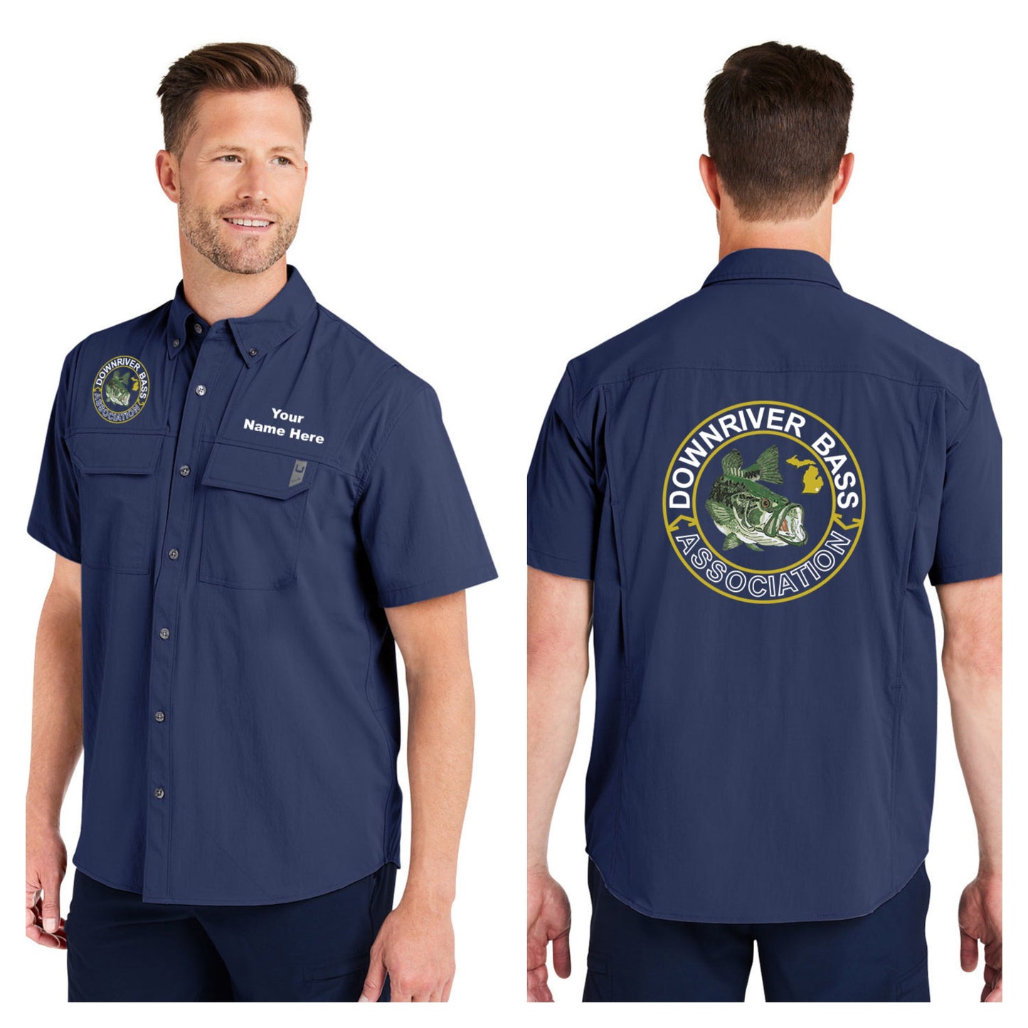 Downriver Bass - Personalized Huk Men's Creekbed Short-Sleeve Shirt