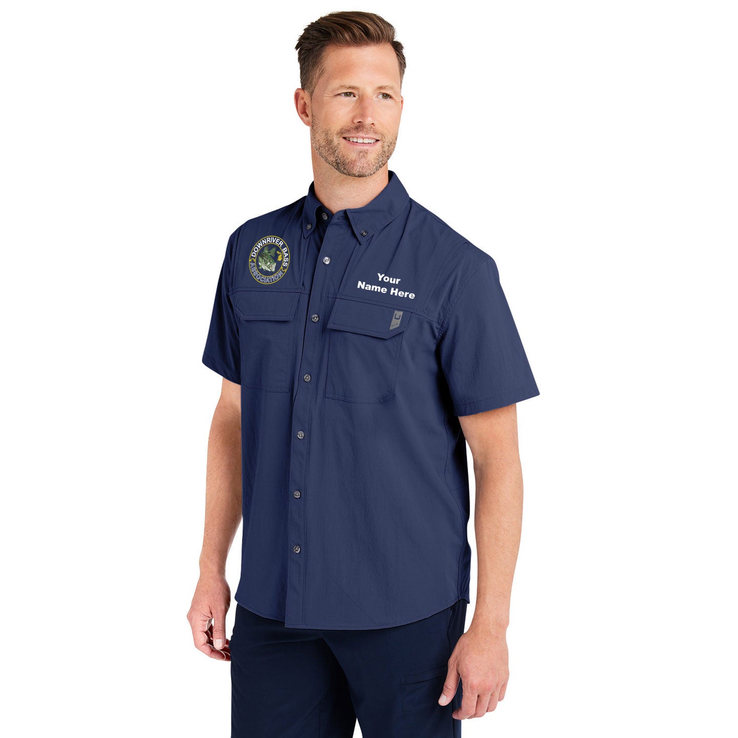 Downriver Bass - Personalized Huk Men's Creekbed Short-Sleeve Shirt