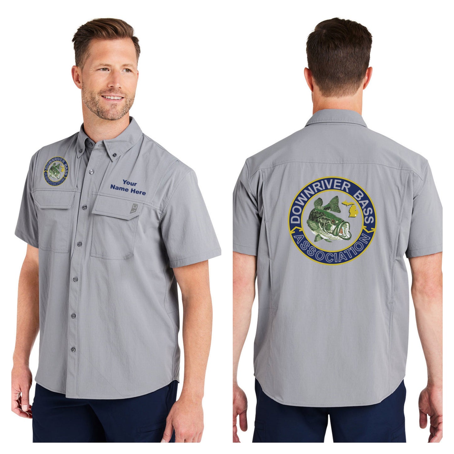Downriver Bass - Personalized Huk Men's Creekbed Short-Sleeve Shirt