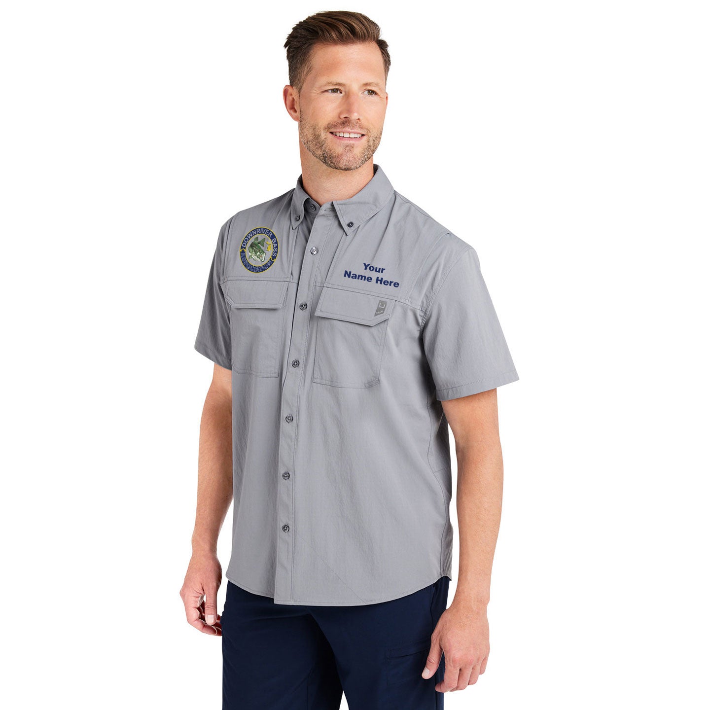 Downriver Bass - Personalized Huk Men's Creekbed Short-Sleeve Shirt