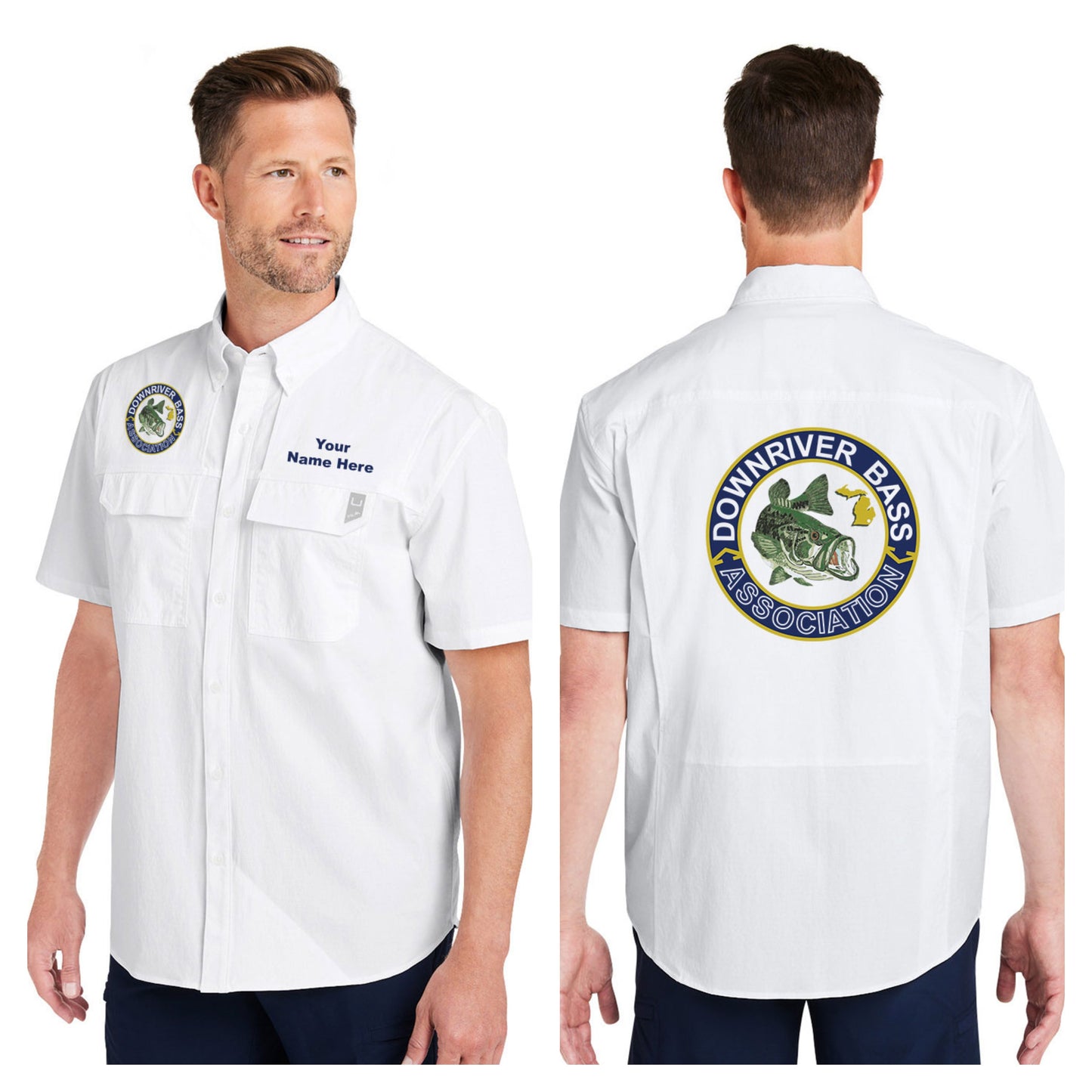 Downriver Bass - Personalized Huk Men's Creekbed Short-Sleeve Shirt