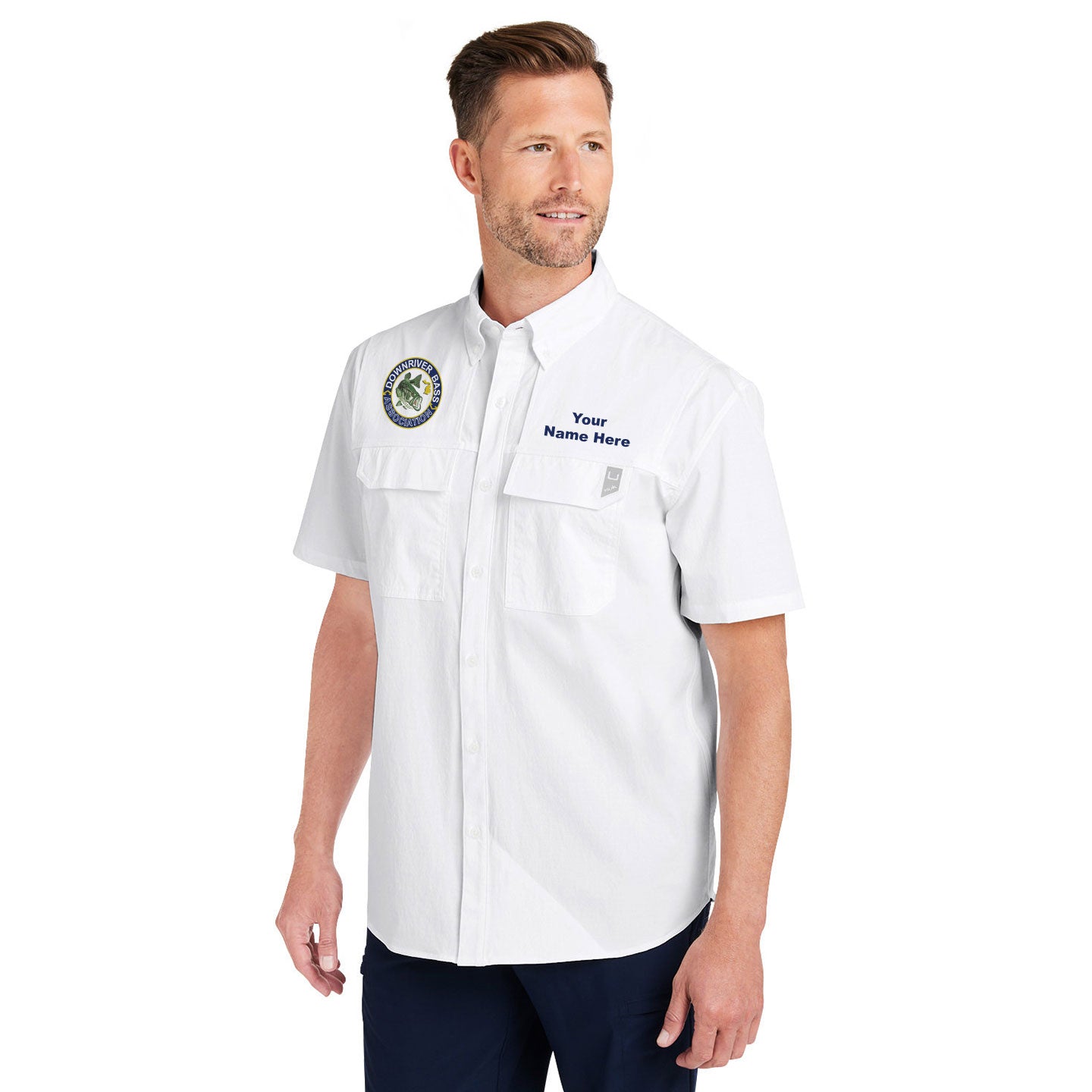 Downriver Bass - Personalized Huk Men's Creekbed Short-Sleeve Shirt