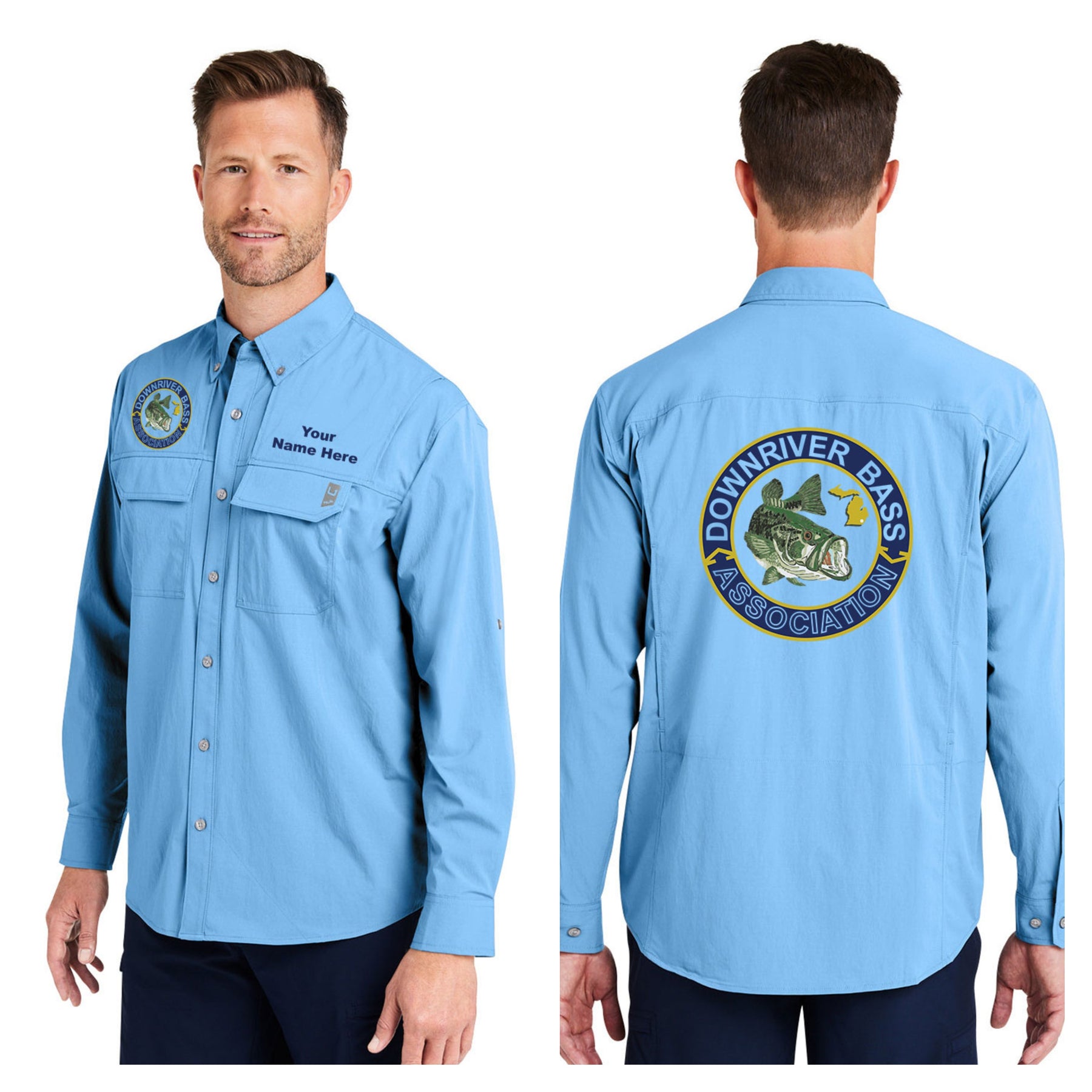Downriver Bass - Personalized Huk Men's Creekbed Long-Sleeve Shirt