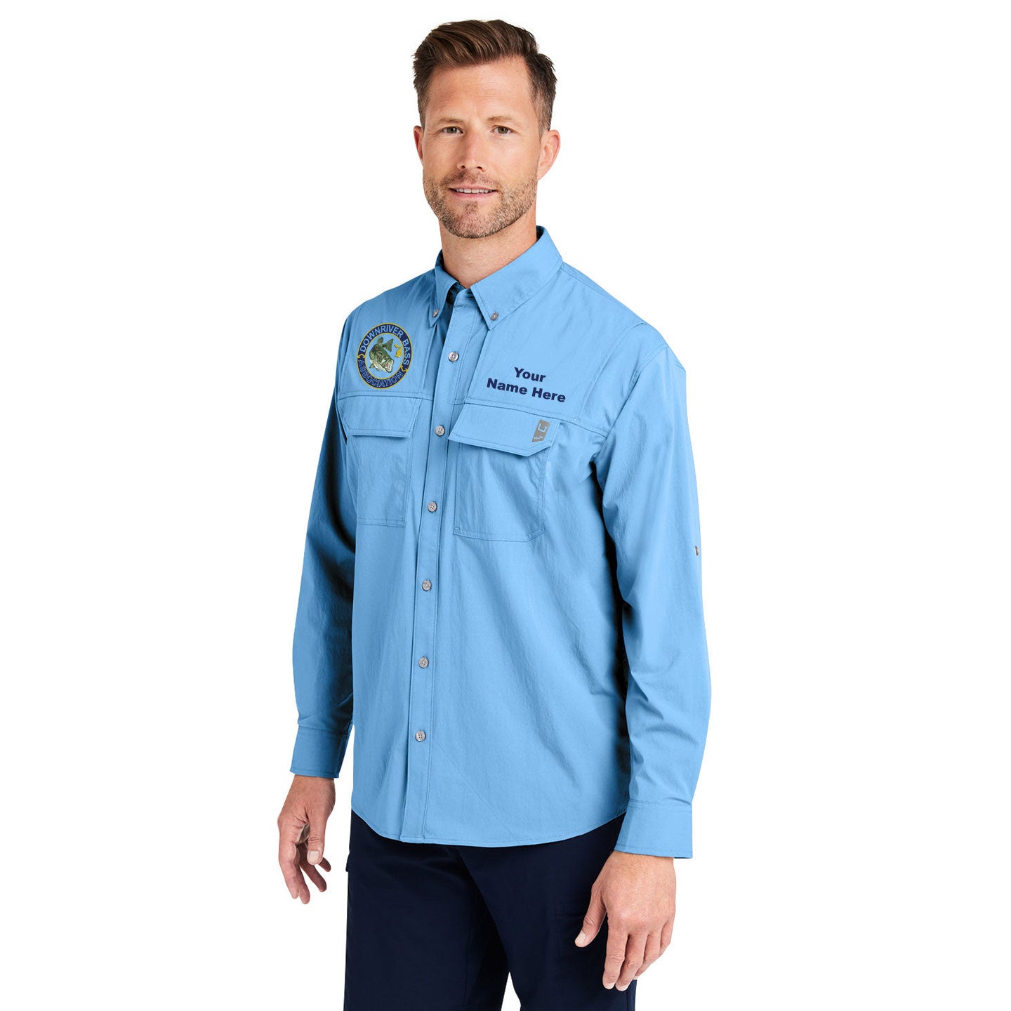 Downriver Bass - Personalized Huk Men's Creekbed Long-Sleeve Shirt