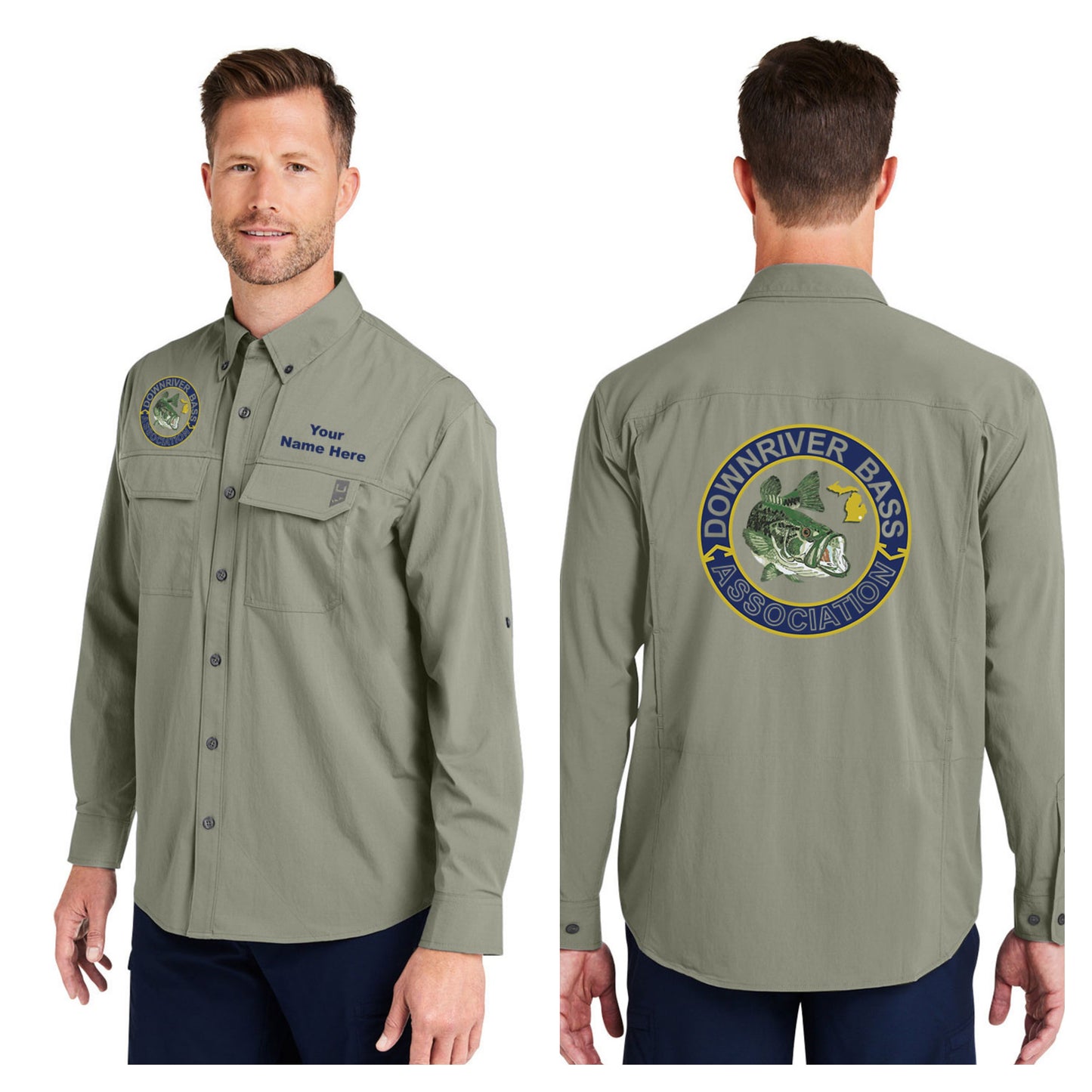 Downriver Bass - Personalized Huk Men's Creekbed Long-Sleeve Shirt