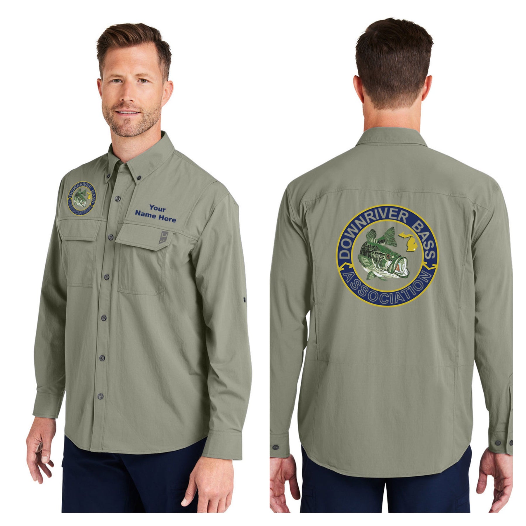 Downriver Bass - Personalized Huk Men's Creekbed Long-Sleeve Shirt