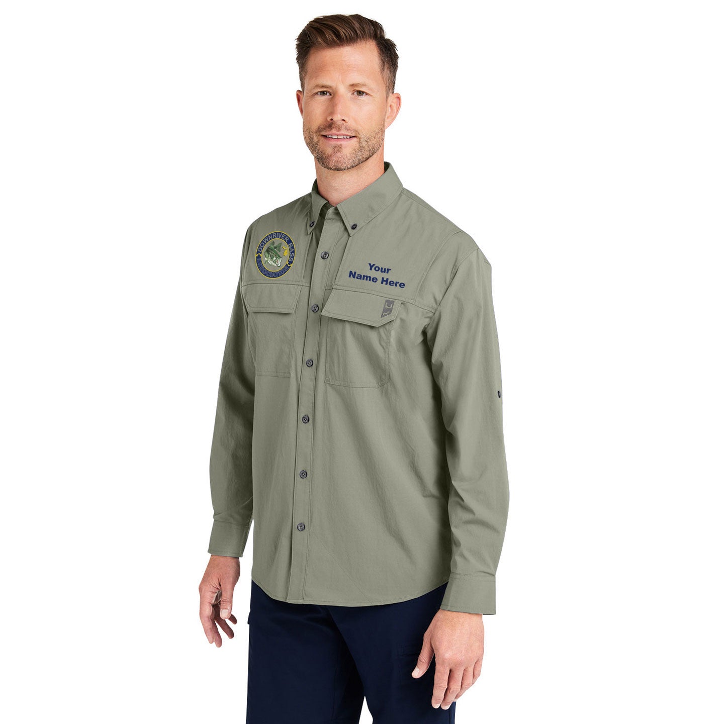 Downriver Bass - Personalized Huk Men's Creekbed Long-Sleeve Shirt
