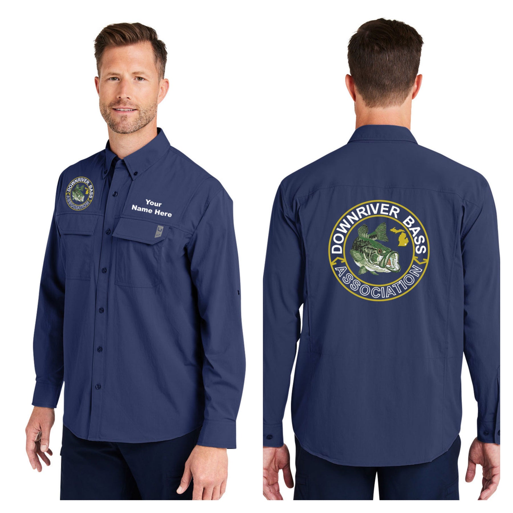 Downriver Bass - Personalized Huk Men's Creekbed Long-Sleeve Shirt