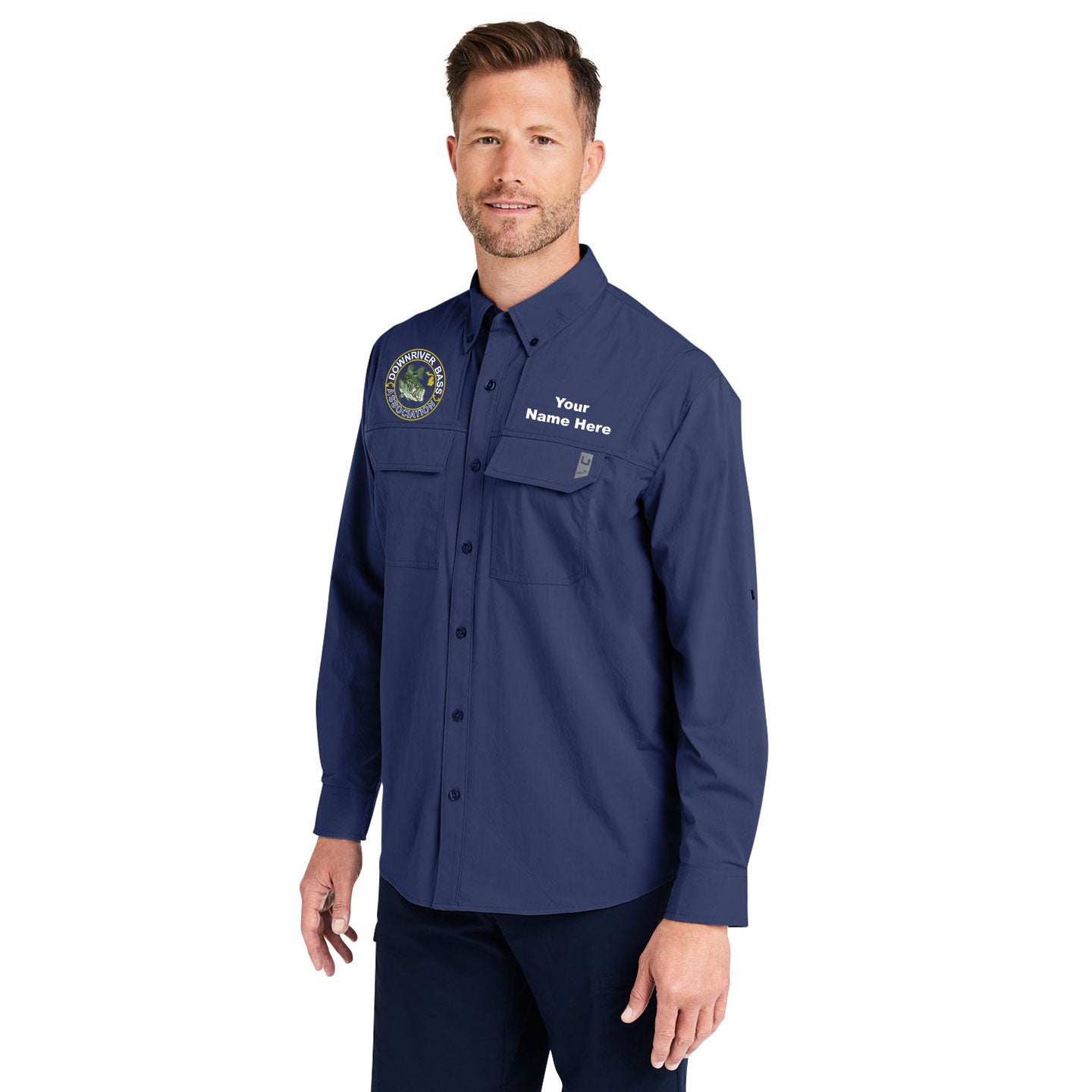 Downriver Bass - Personalized Huk Men's Creekbed Long-Sleeve Shirt