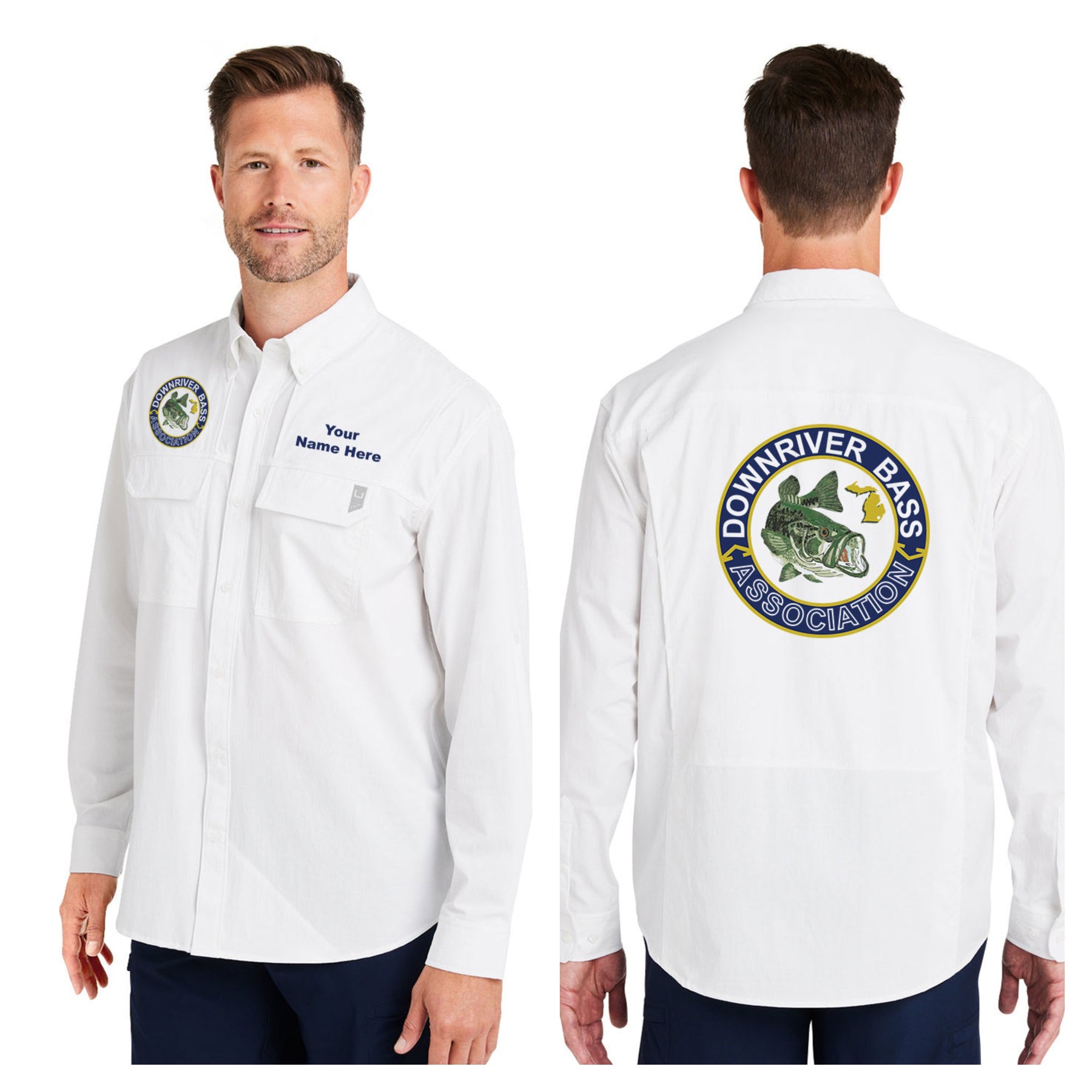 Downriver Bass - Personalized Huk Men's Creekbed Long-Sleeve Shirt