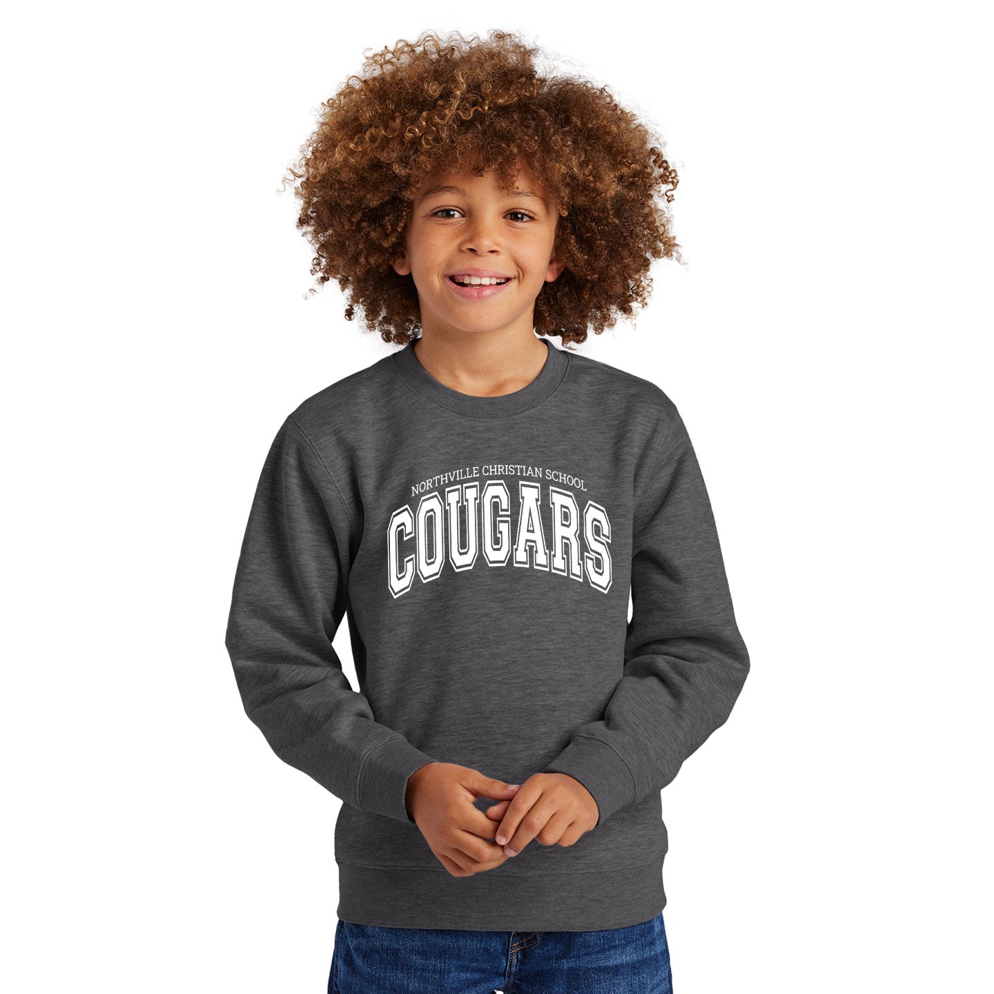 NVCS - Cougars Wordmark District Youth V.I.T. Fleece Crew