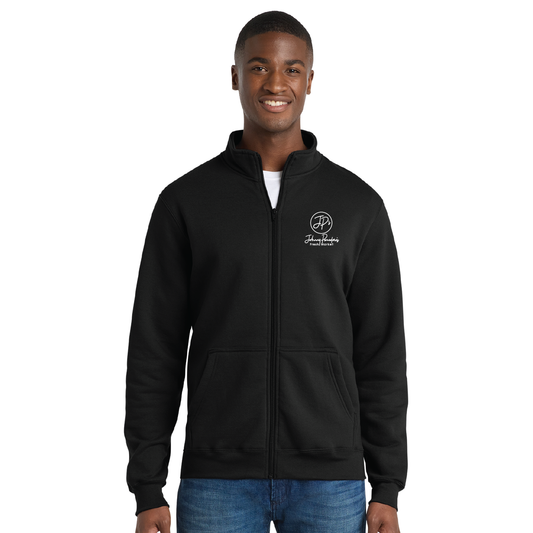 JP - Logo Embroidered Unisex Port & Co Fleece Full-Zip Sweatshirt