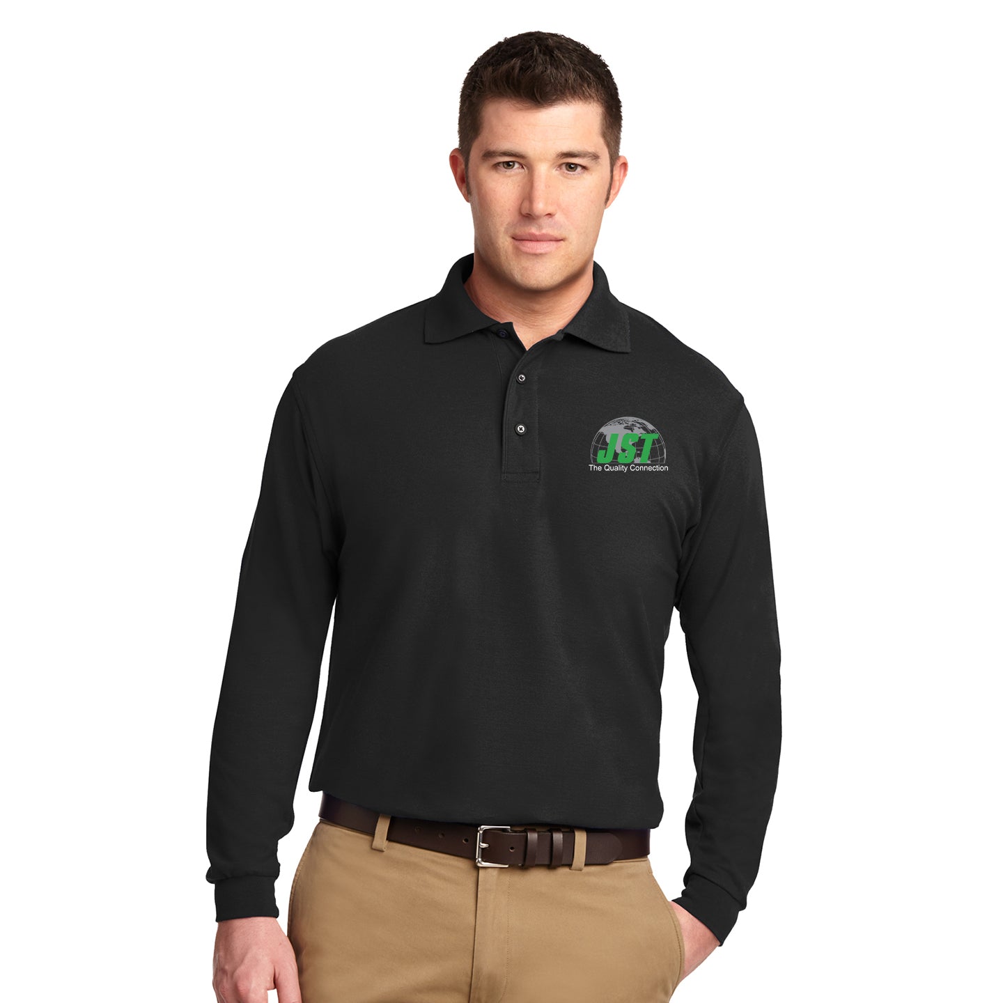 JST - Port Authority® Silk Touch™ Long Sleeve Embroidered Polo