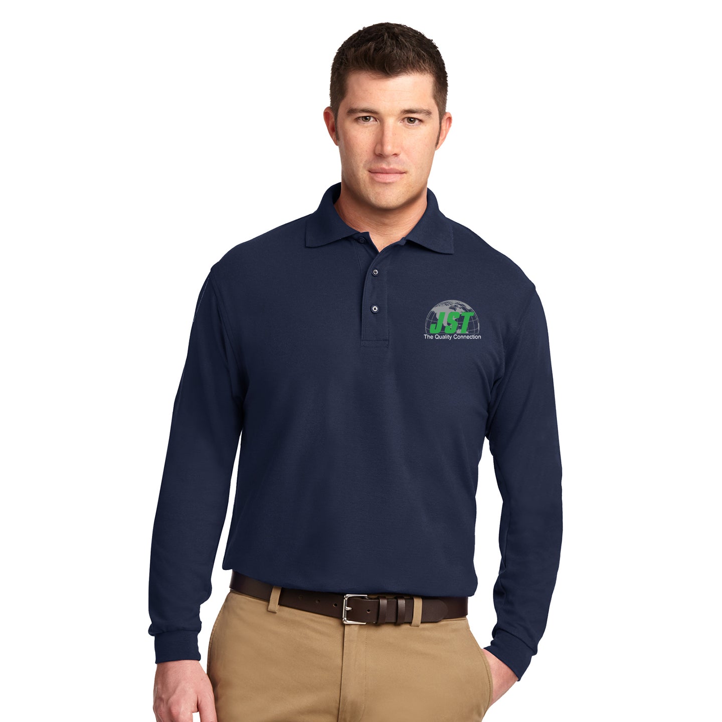JST - Port Authority® Silk Touch™ Long Sleeve Embroidered Polo