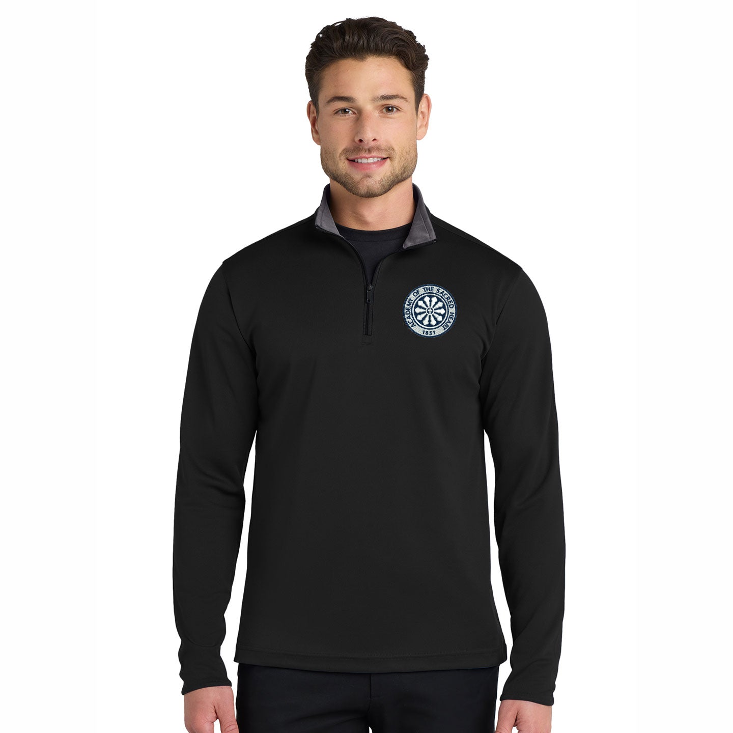 ASH -  Embroidered Rose Window Men's Port Authority Silk Touch 1/4-Zip
