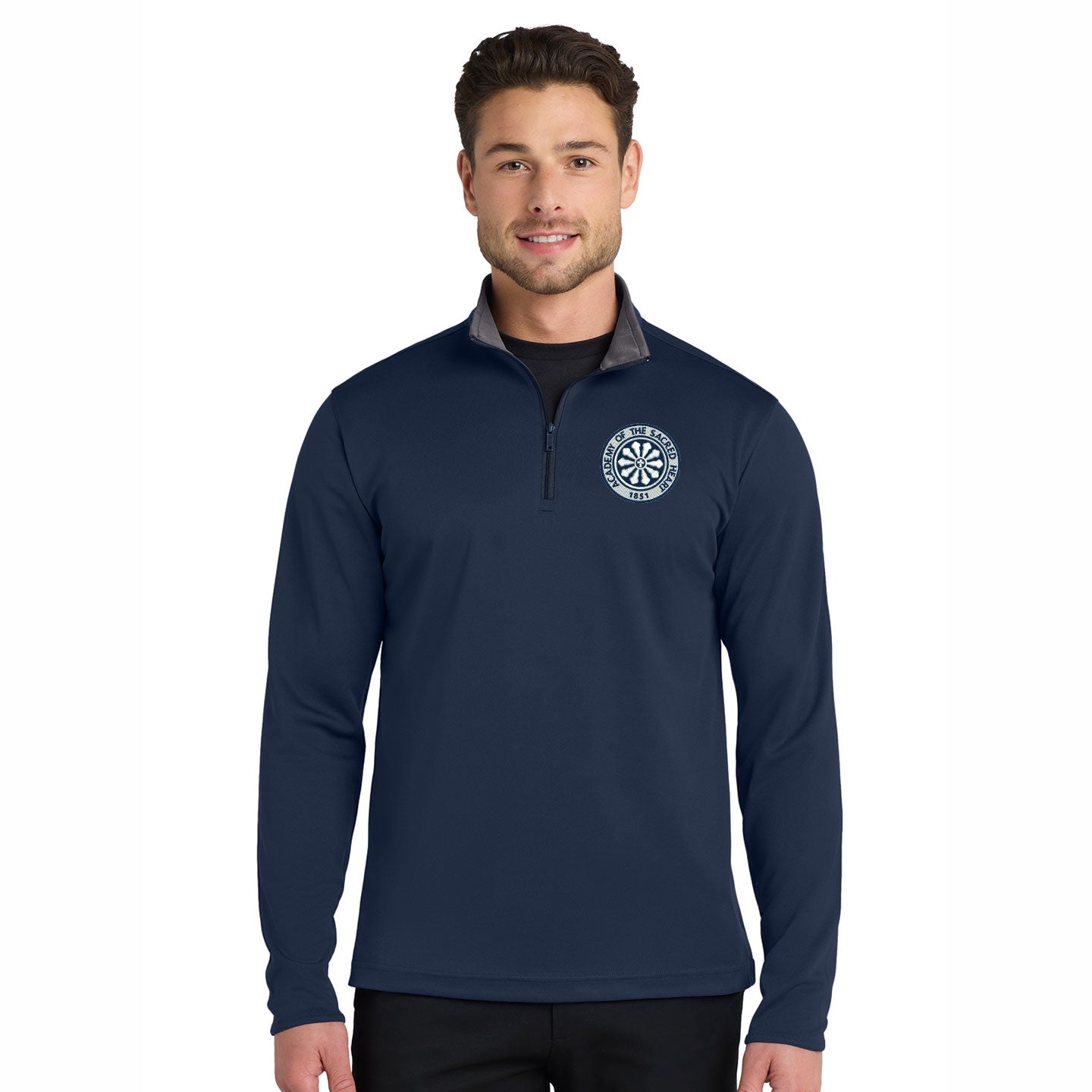 ASH -  Embroidered Rose Window Men's Port Authority Silk Touch 1/4-Zip