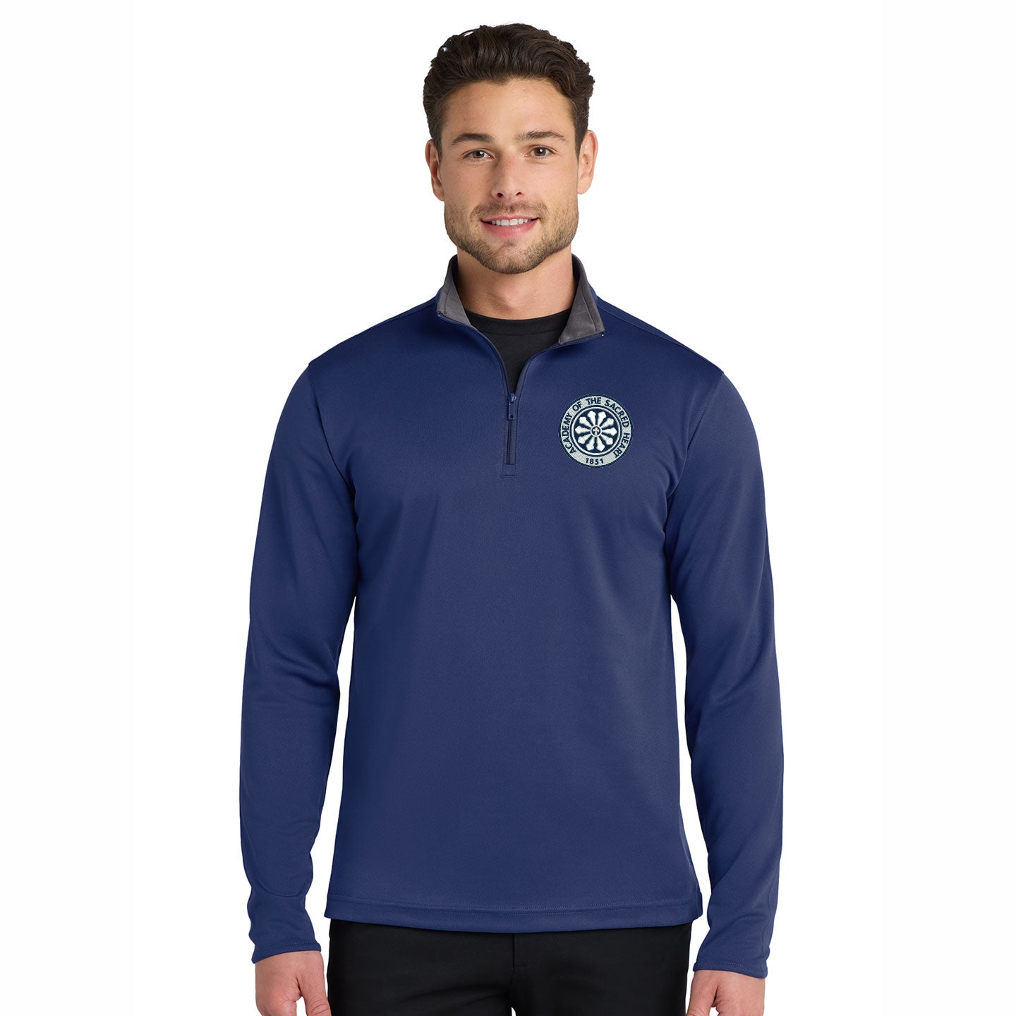 ASH -  Embroidered Rose Window Men's Port Authority Silk Touch 1/4-Zip