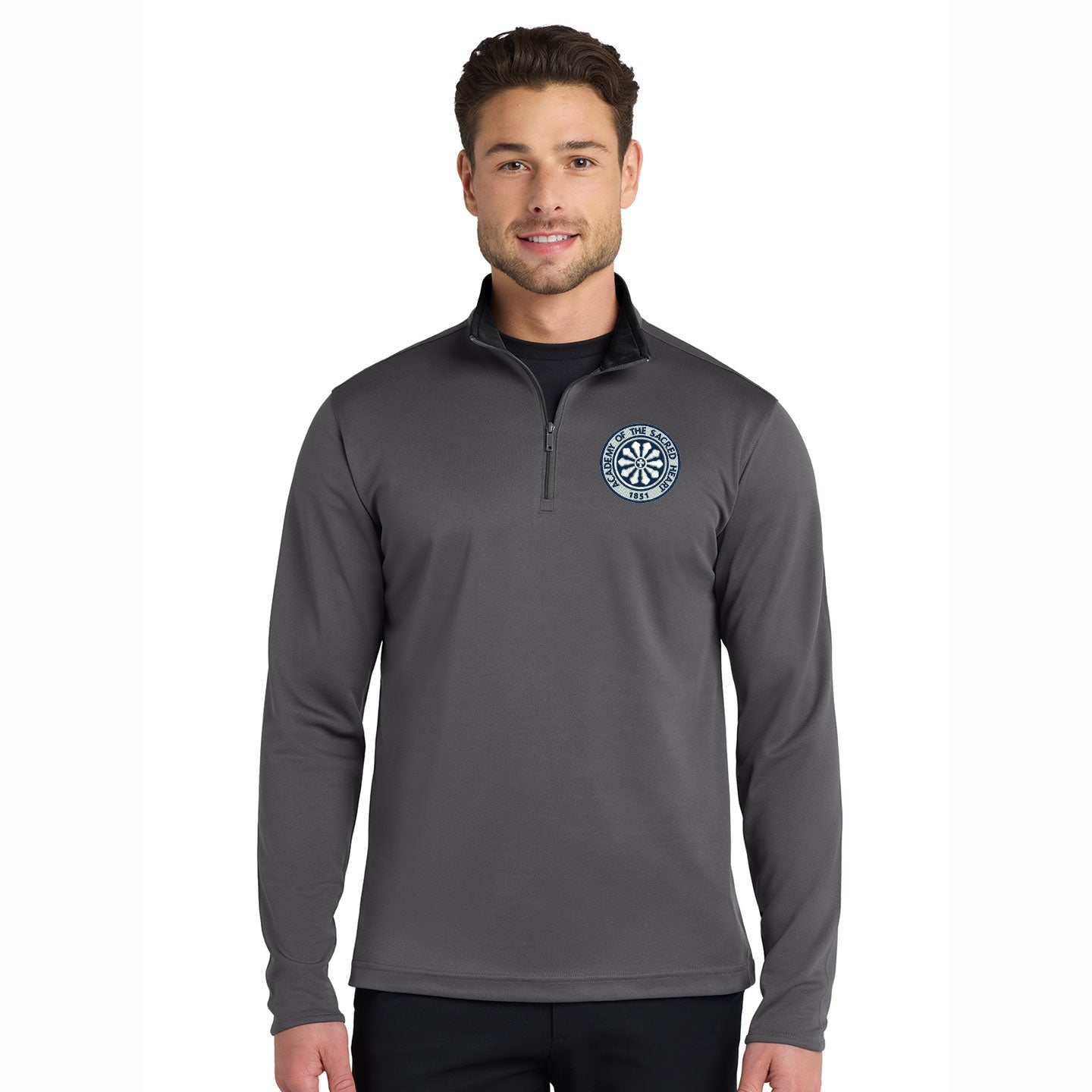 ASH -  Embroidered Rose Window Men's Port Authority Silk Touch 1/4-Zip