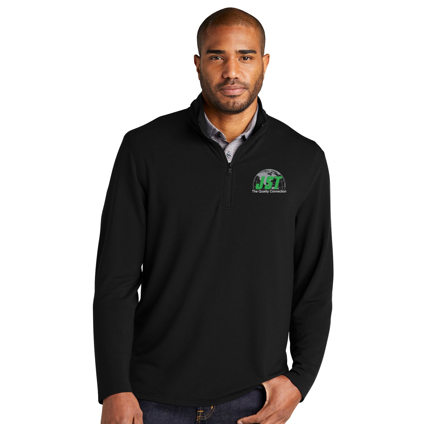 JST - Port Authority Microterry Embroidered Quarter Zip Pullover