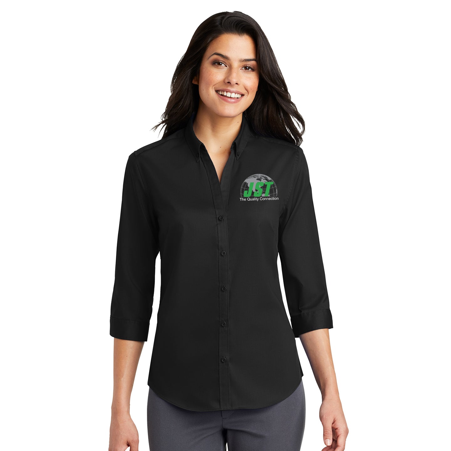 JST - Port Authority Women's 3/4-Sleeve SuperPro Twill Embroidered Shirt