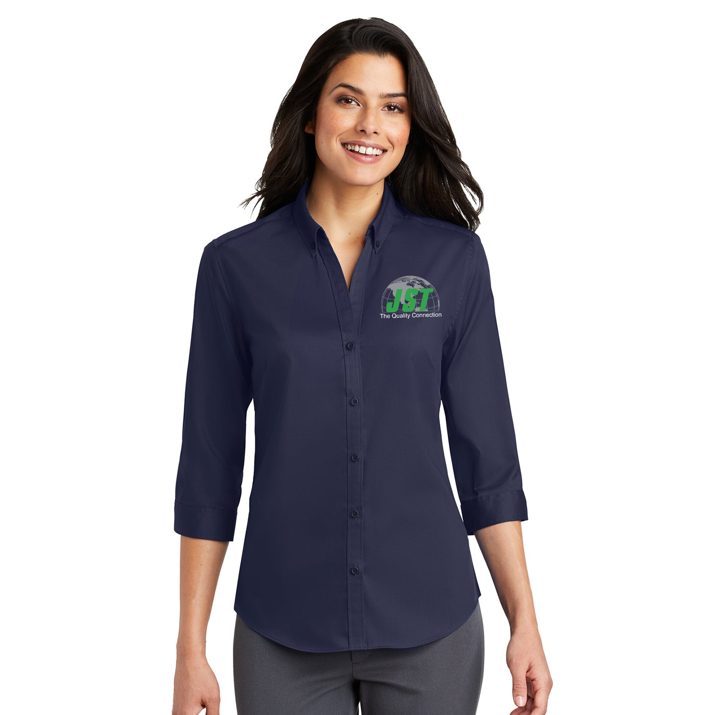 JST - Port Authority Women's 3/4-Sleeve SuperPro Twill Embroidered Shirt