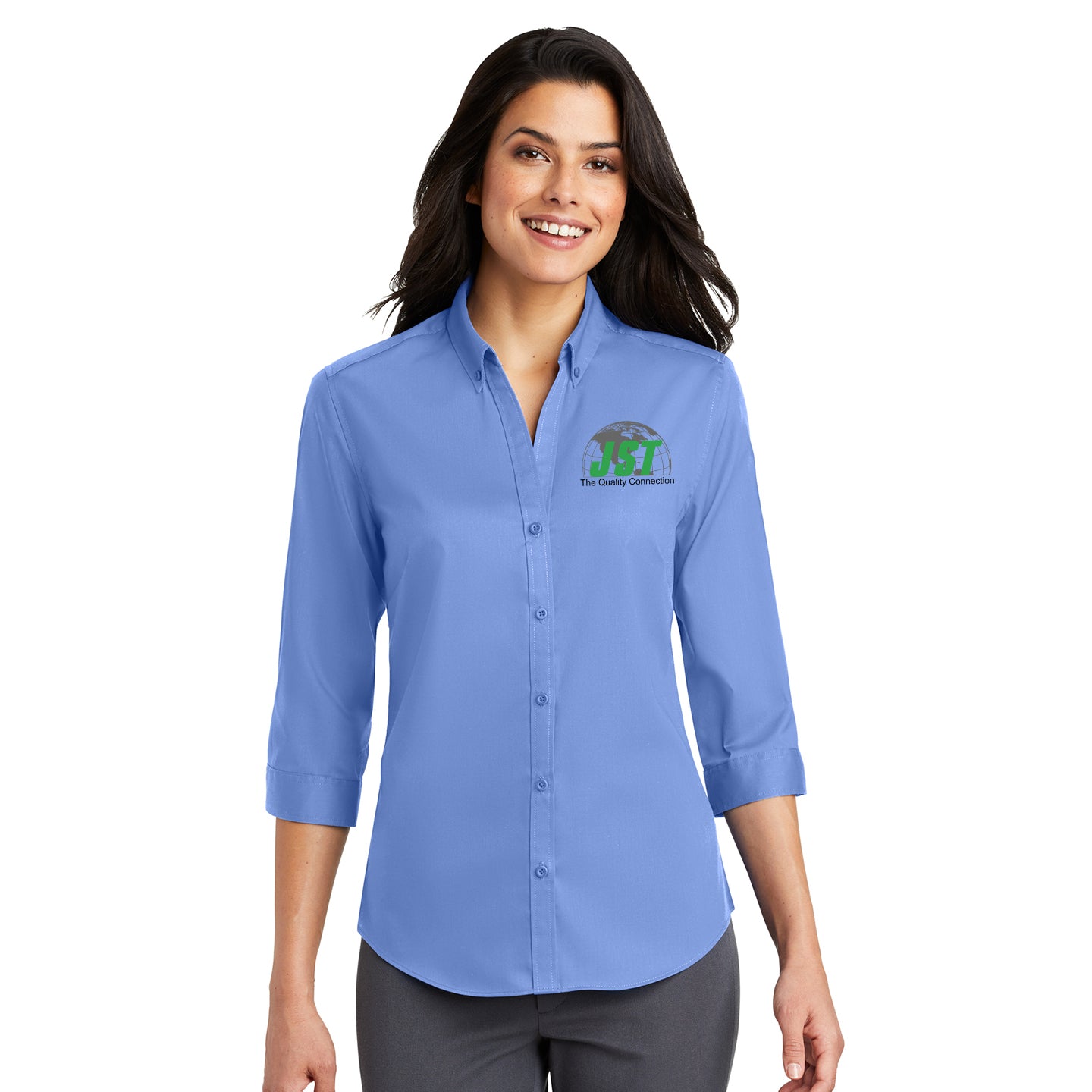 JST - Port Authority Women's 3/4-Sleeve SuperPro Twill Embroidered Shirt
