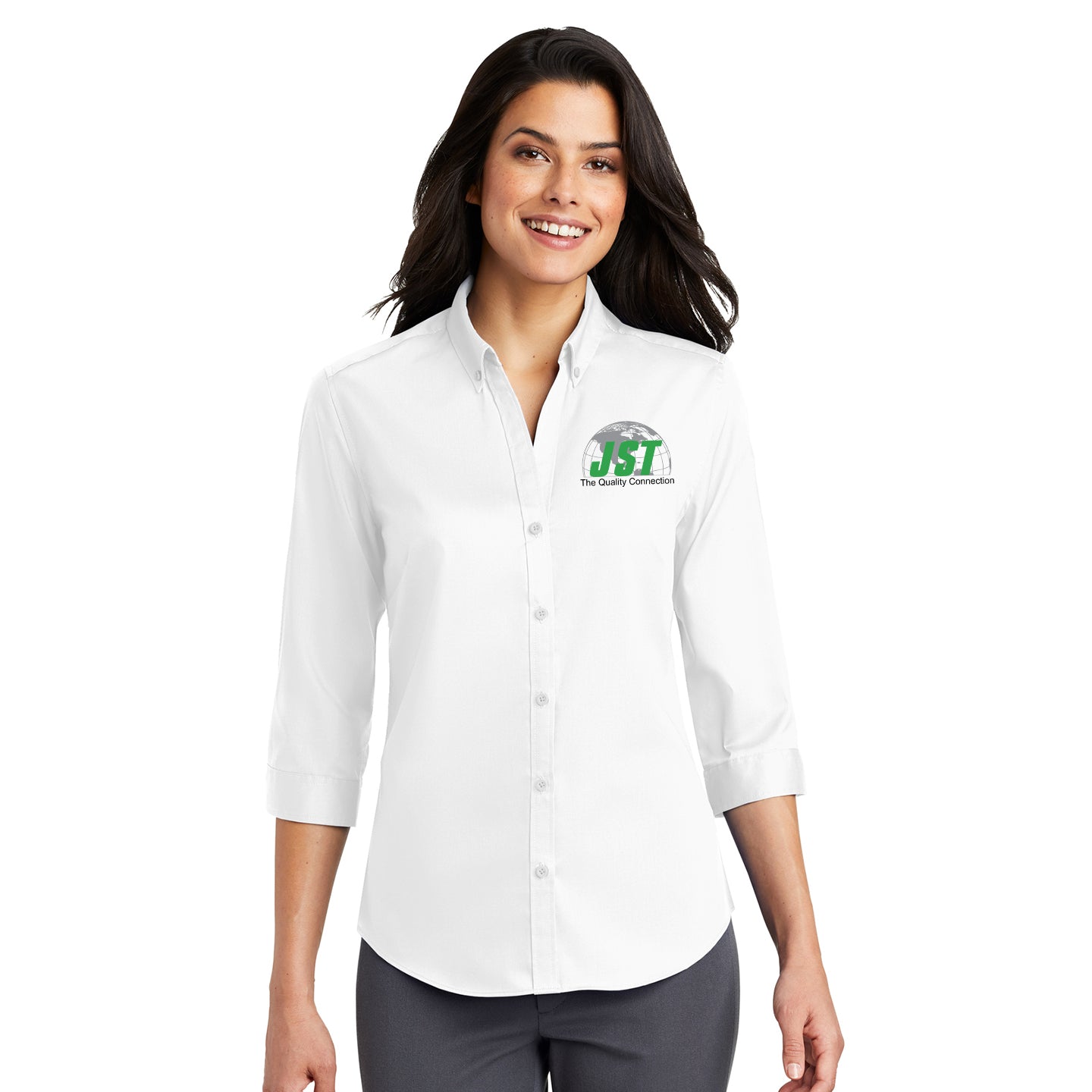 JST - Port Authority Women's 3/4-Sleeve SuperPro Twill Embroidered Shirt