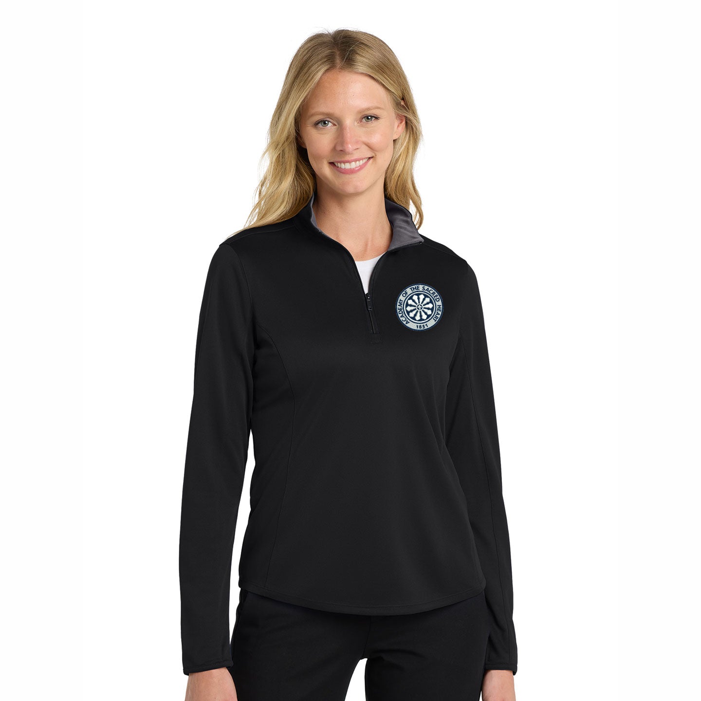 ASH -  Embroidered Rose Window Women's Port Authority Silk Touch 1/4-Zip